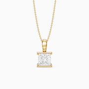 Mallory Princess Cut Lab Grown Diamond Half Bezel Solitaire Pendant