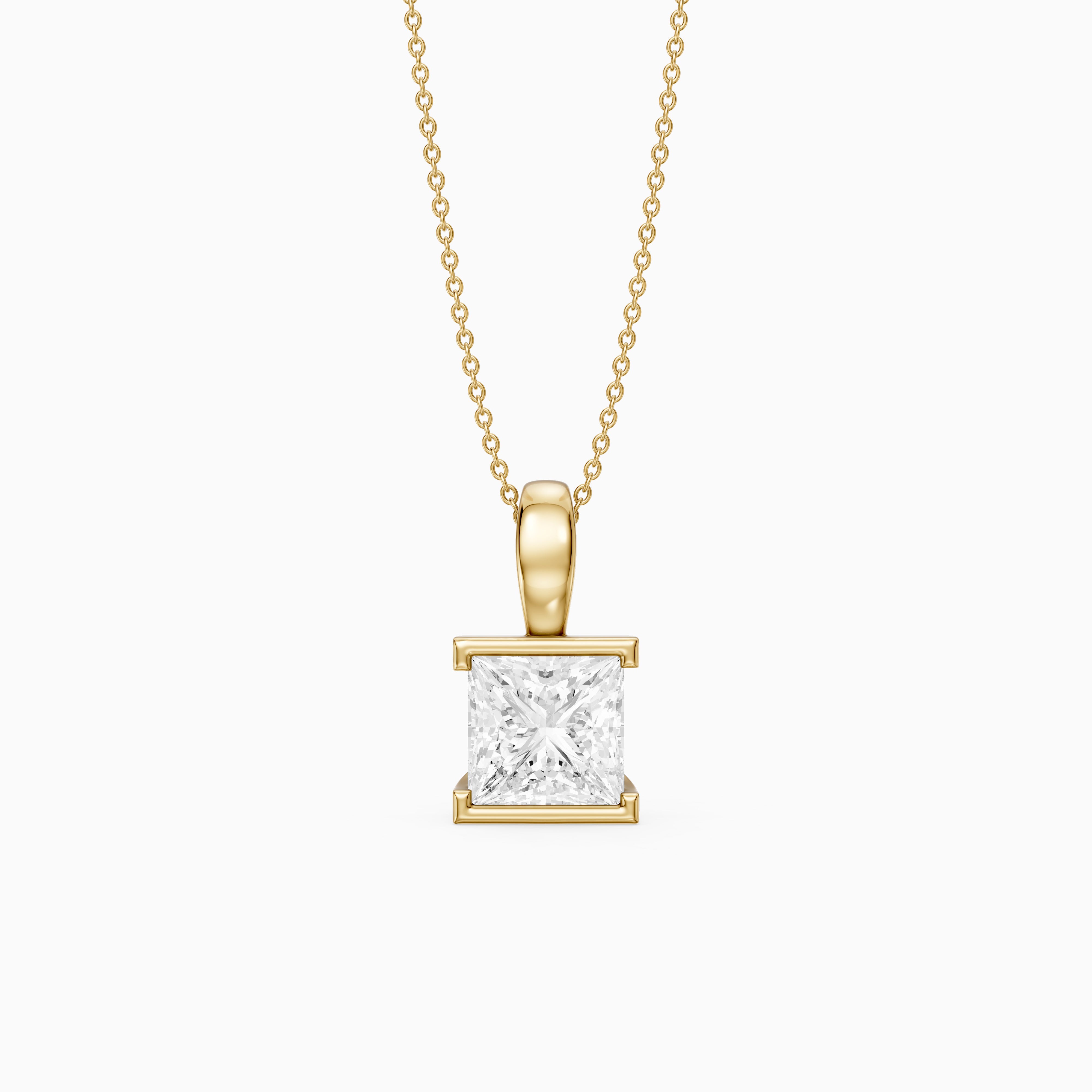 Mallory Princess Cut Lab Grown Diamond Half Bezel Solitaire Pendant