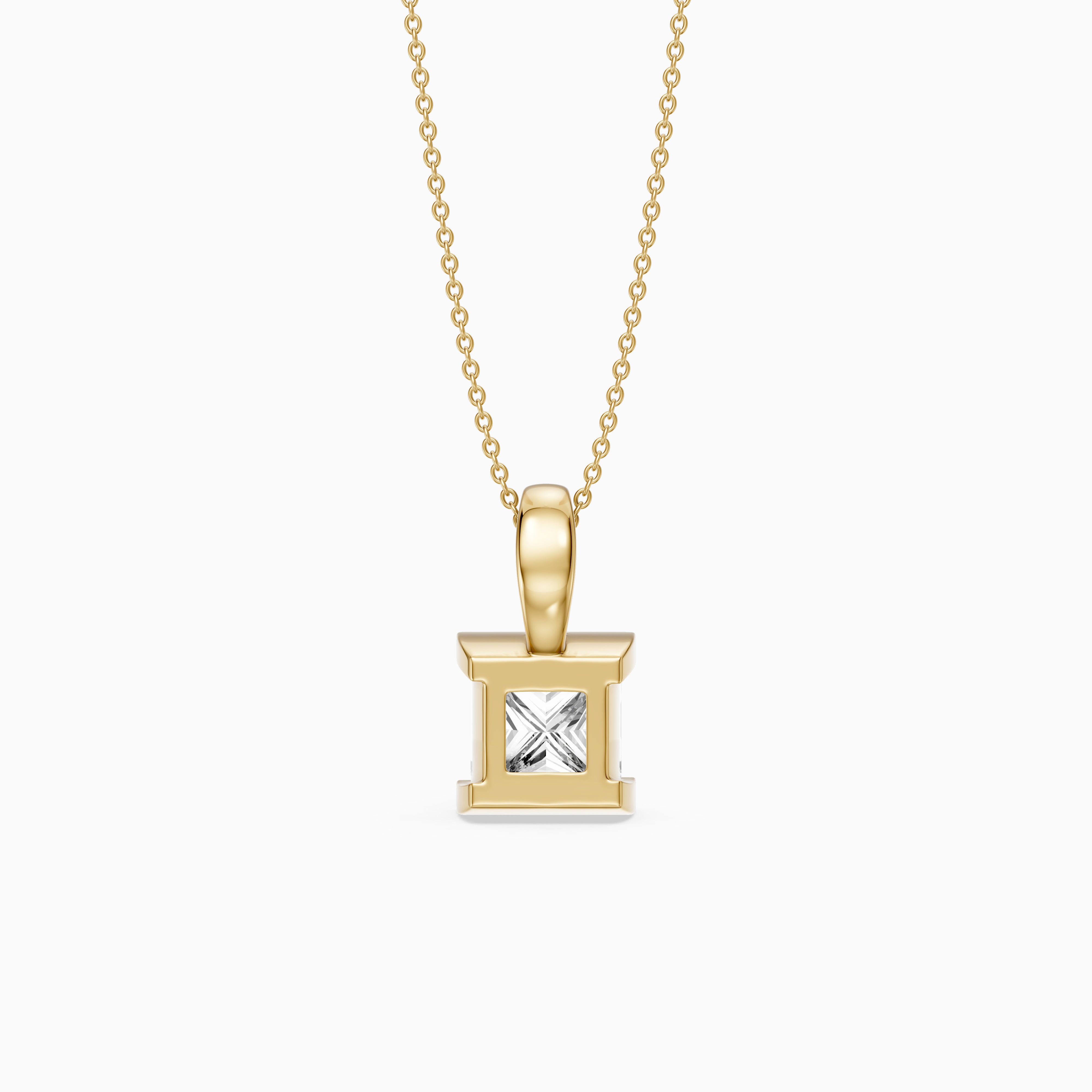 Mallory Princess Cut Lab Grown Diamond Half Bezel Solitaire Pendant