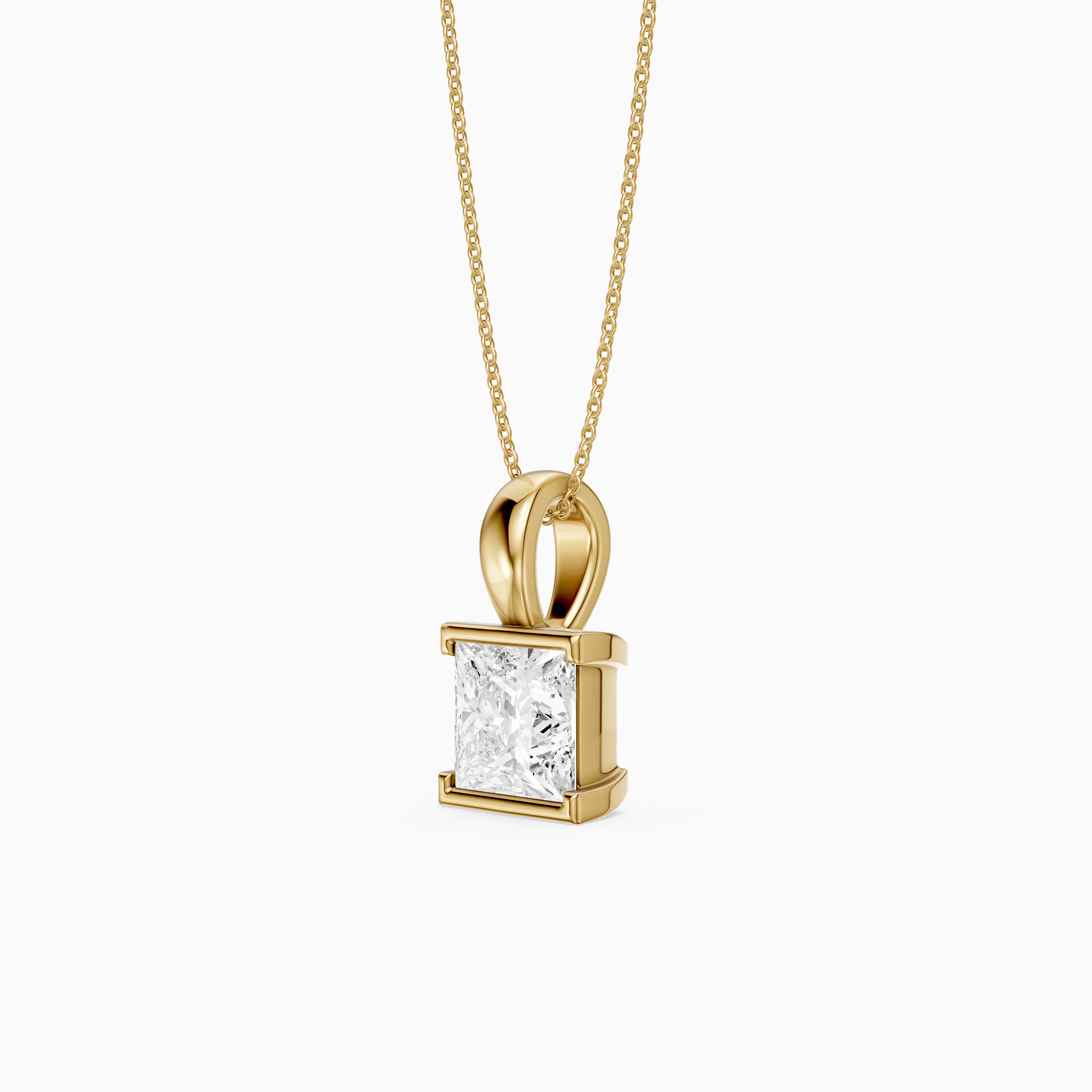 Mallory Princess Cut Lab Grown Diamond Half Bezel Solitaire Pendant