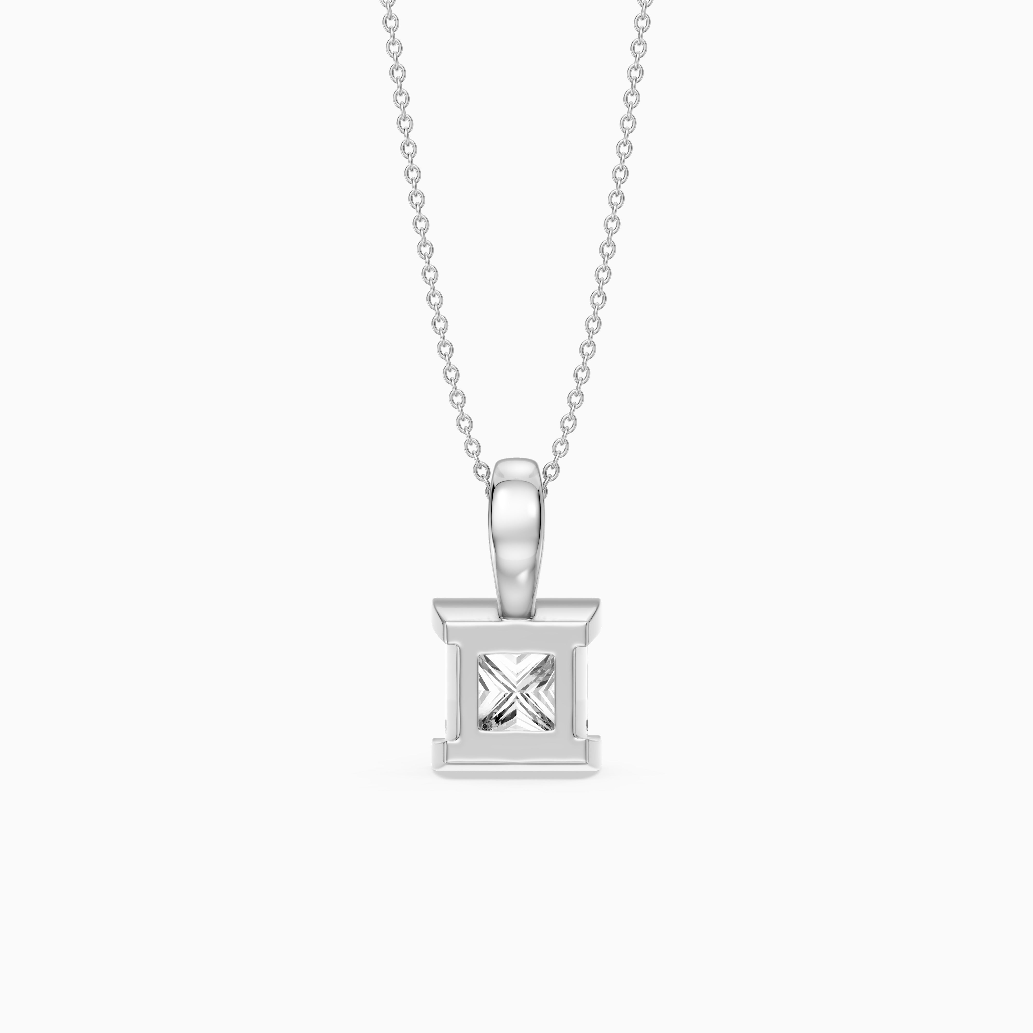 Mallory Princess Cut Lab Grown Diamond Half Bezel Solitaire Pendant