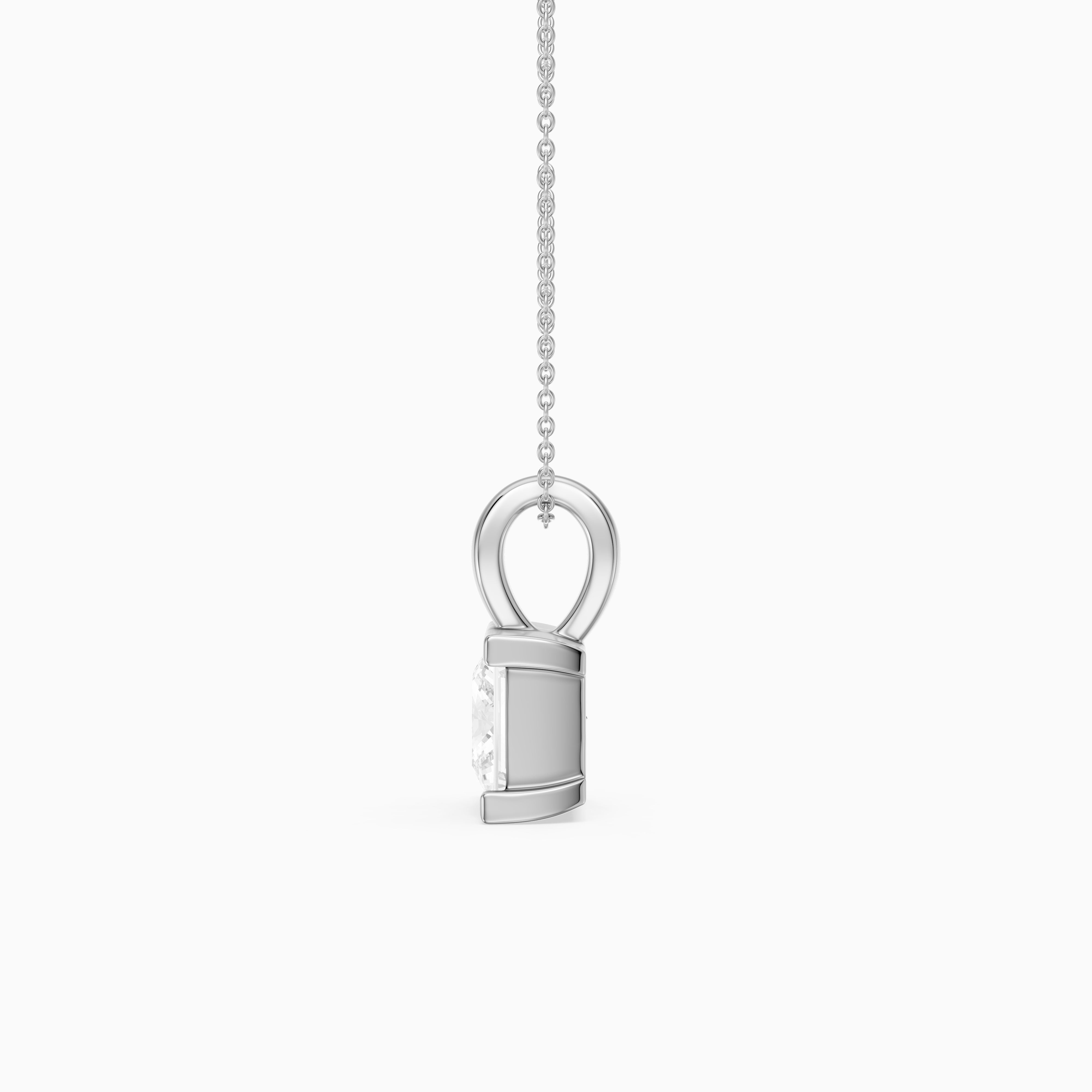 Mallory Princess Cut Lab Grown Diamond Half Bezel Solitaire Pendant