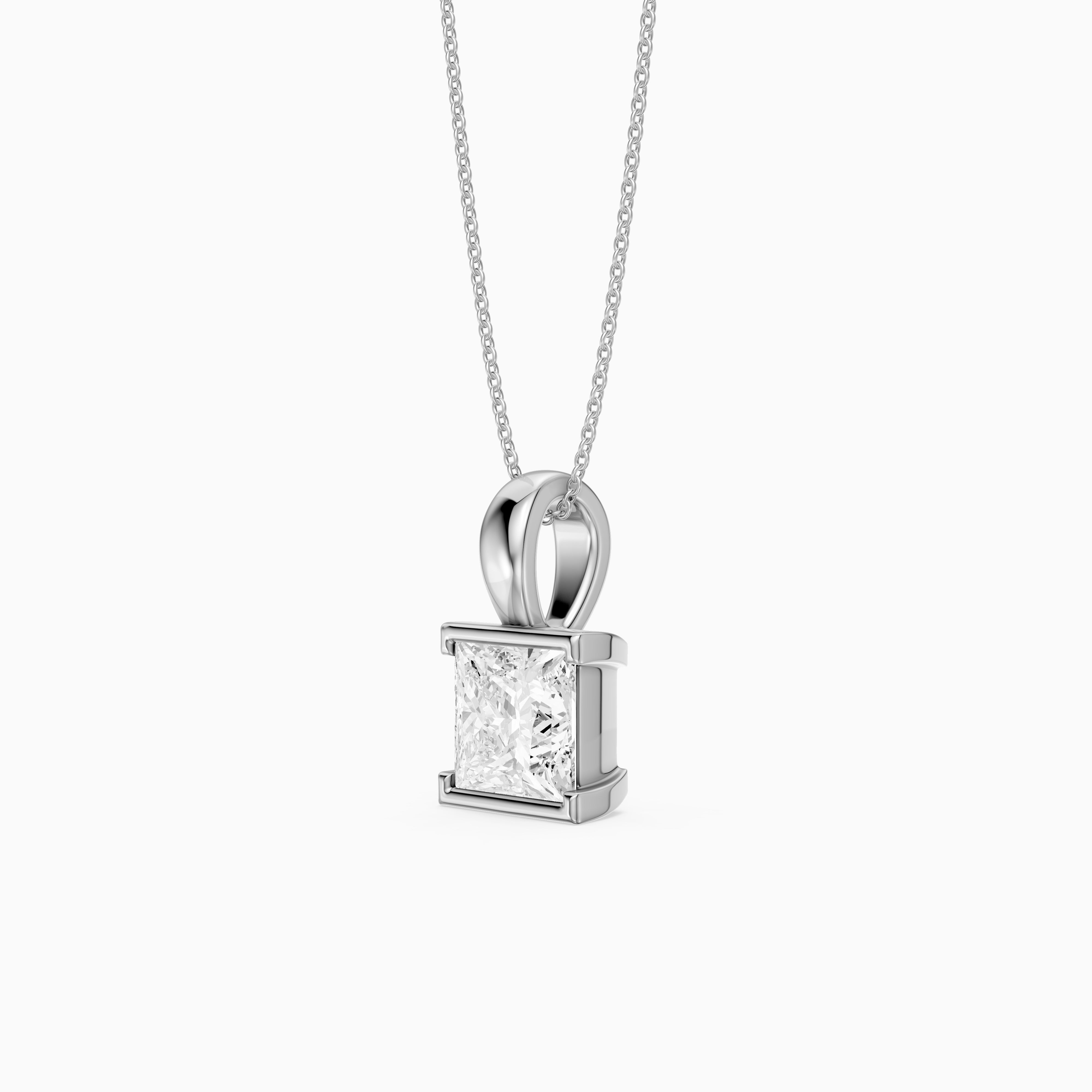 Mallory Princess Cut Lab Grown Diamond Half Bezel Solitaire Pendant