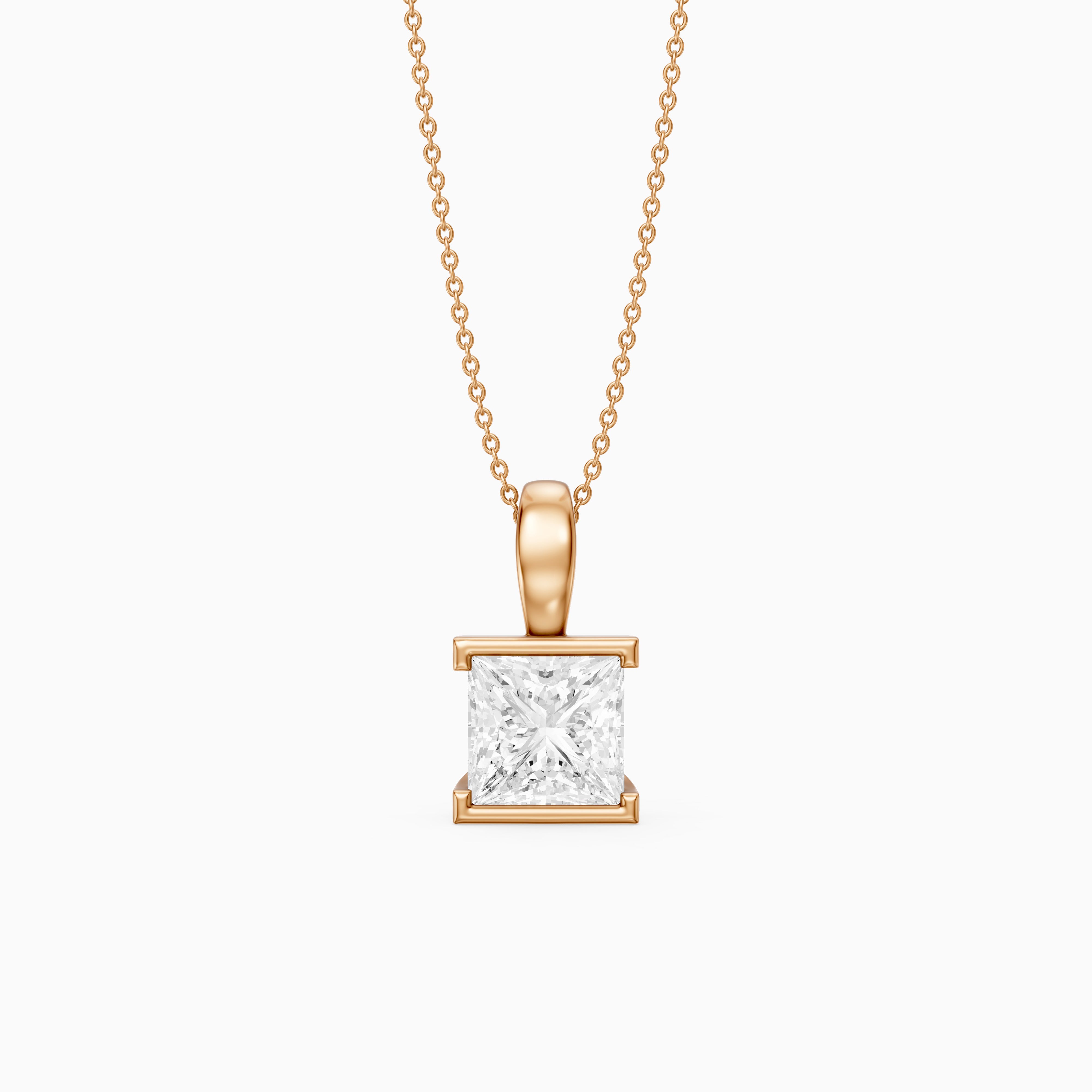 Mallory Princess Cut Lab Grown Diamond Half Bezel Solitaire Pendant