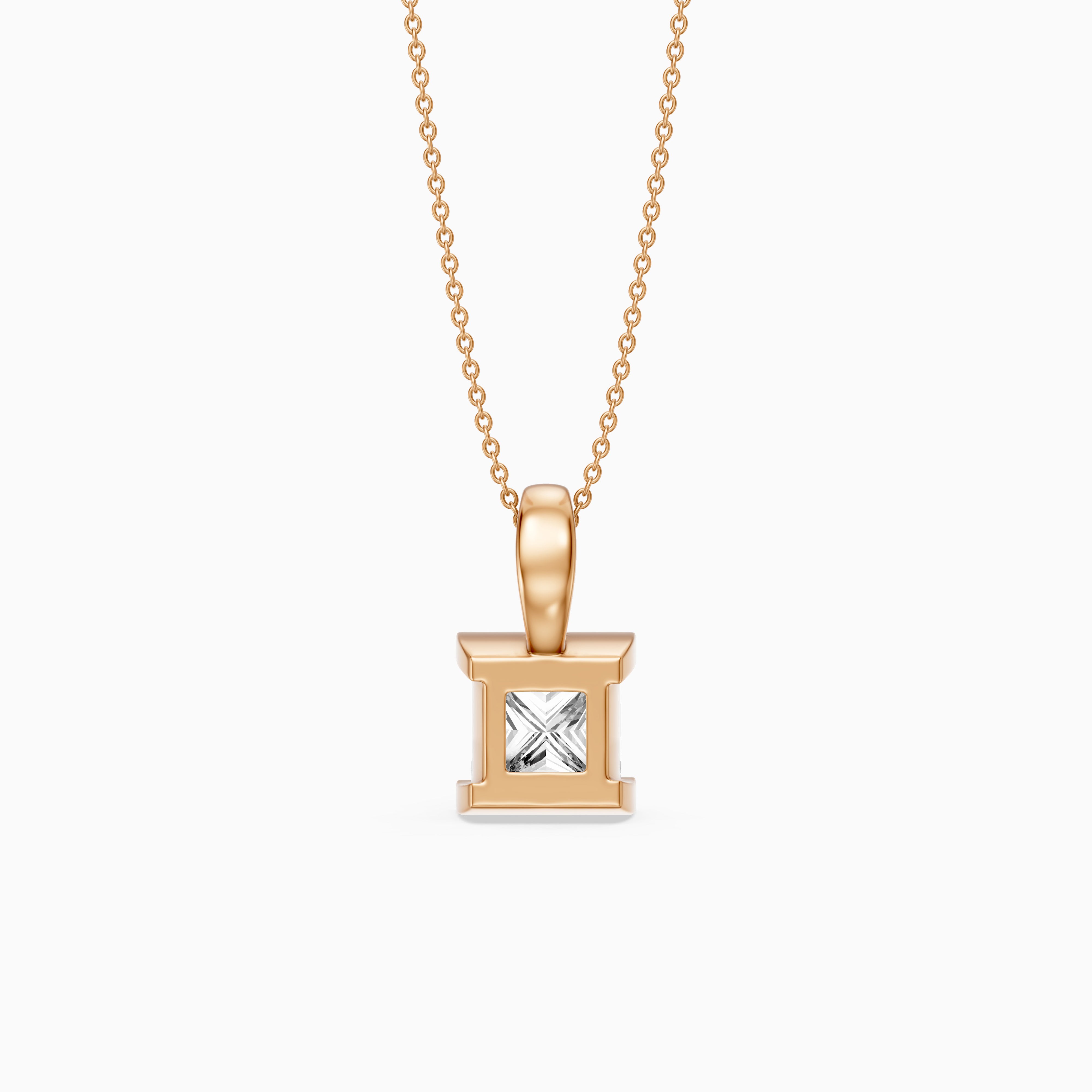 Mallory Princess Cut Lab Grown Diamond Half Bezel Solitaire Pendant