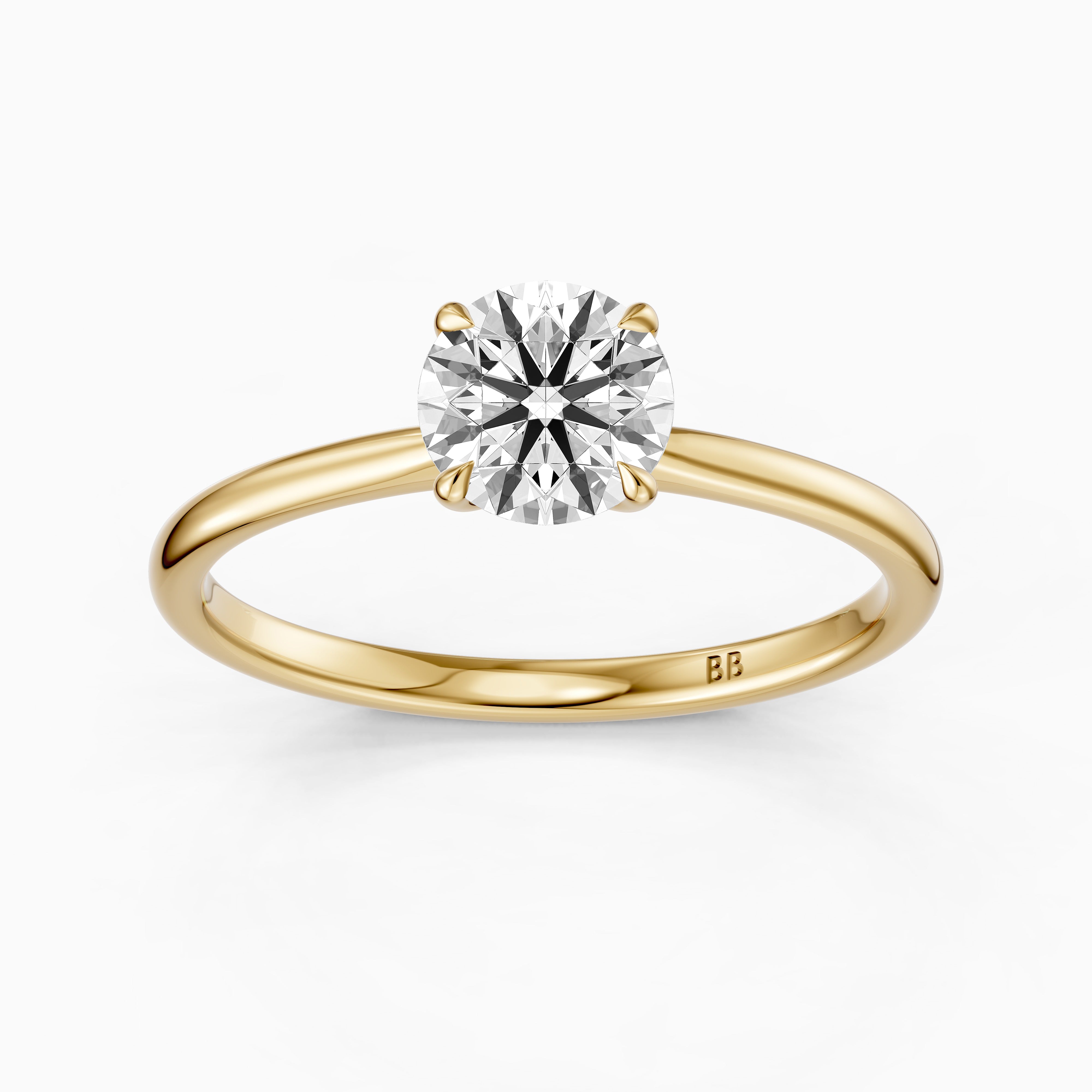 Carmen 4 Prong Round Cut Solitaire Moissanite Diamond Ring