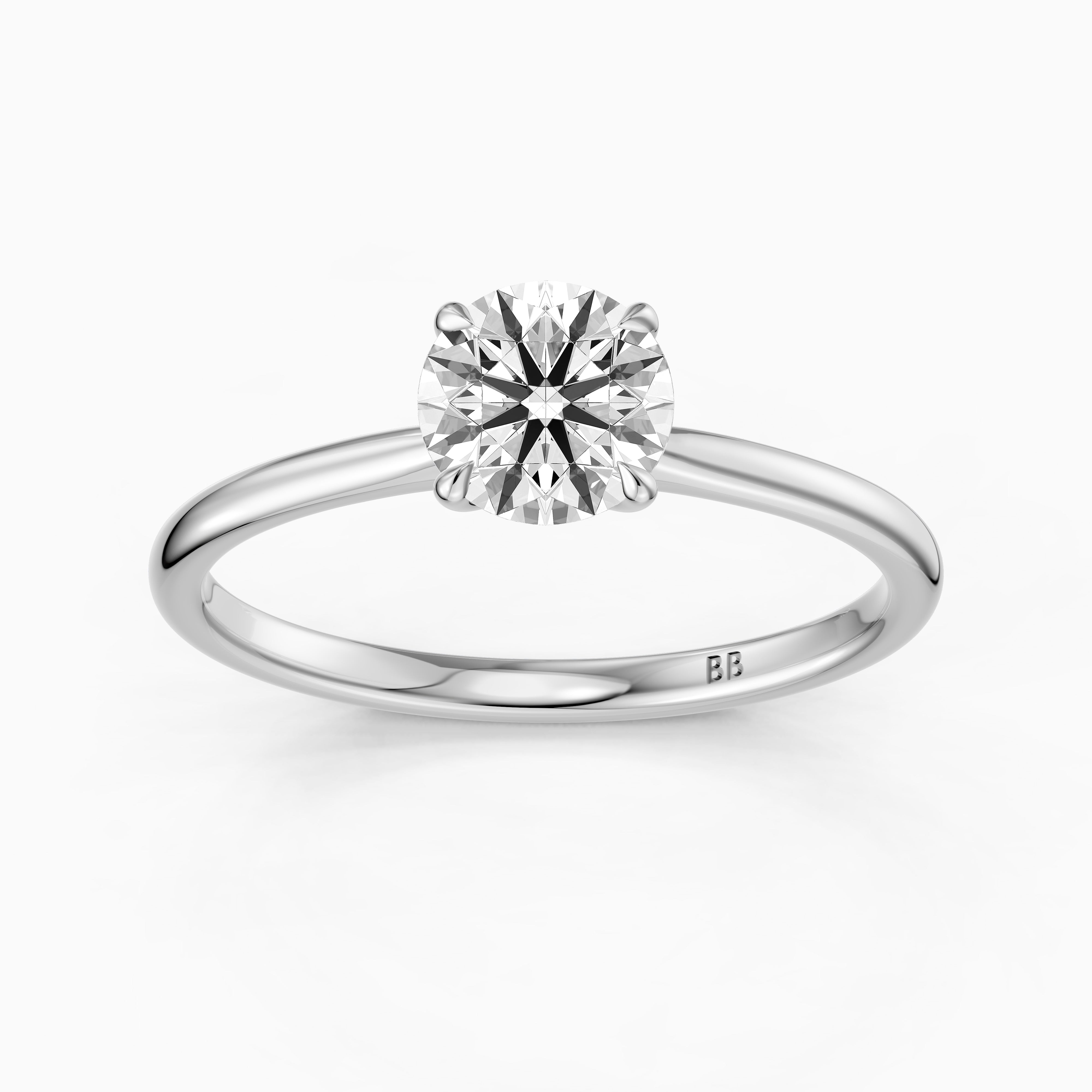 Carmen 4 Prong Round Cut Solitaire Moissanite Diamond Ring