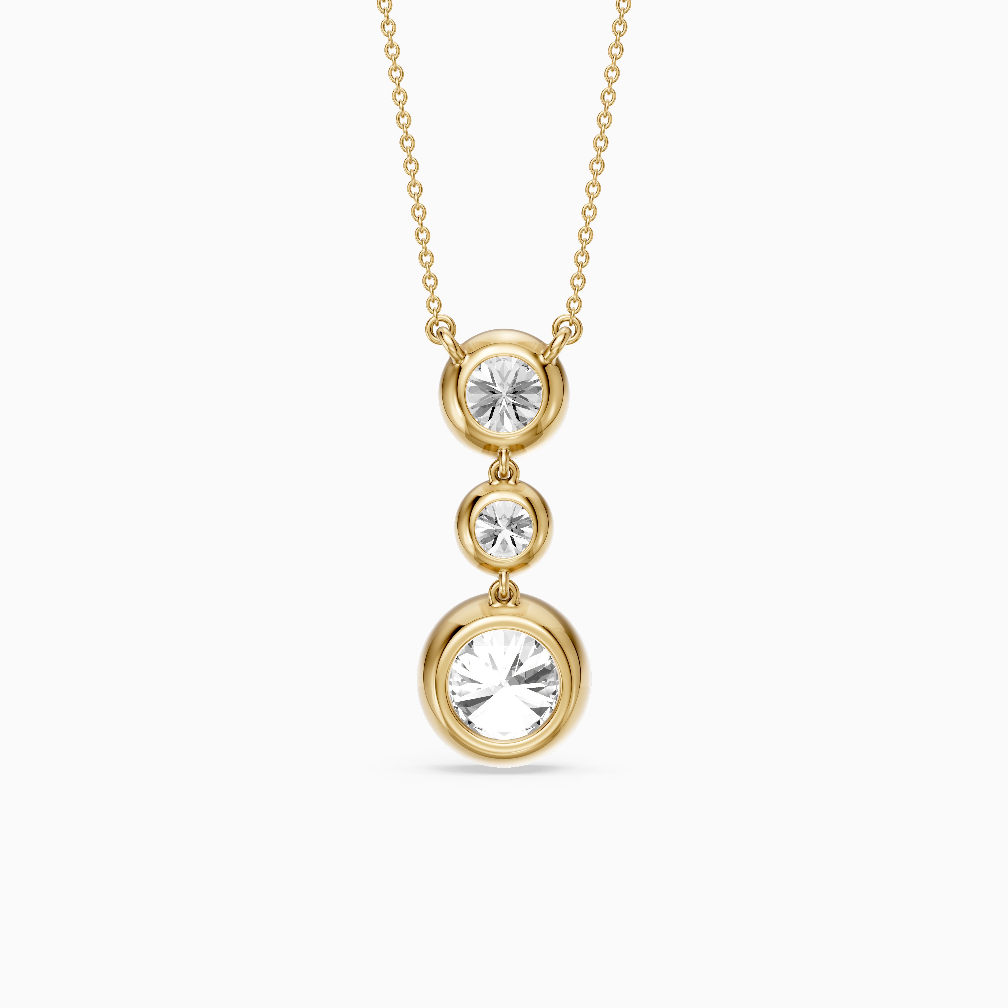 Esmeralda Three Stone Round Bezel Lab Grown Diamond Pendant