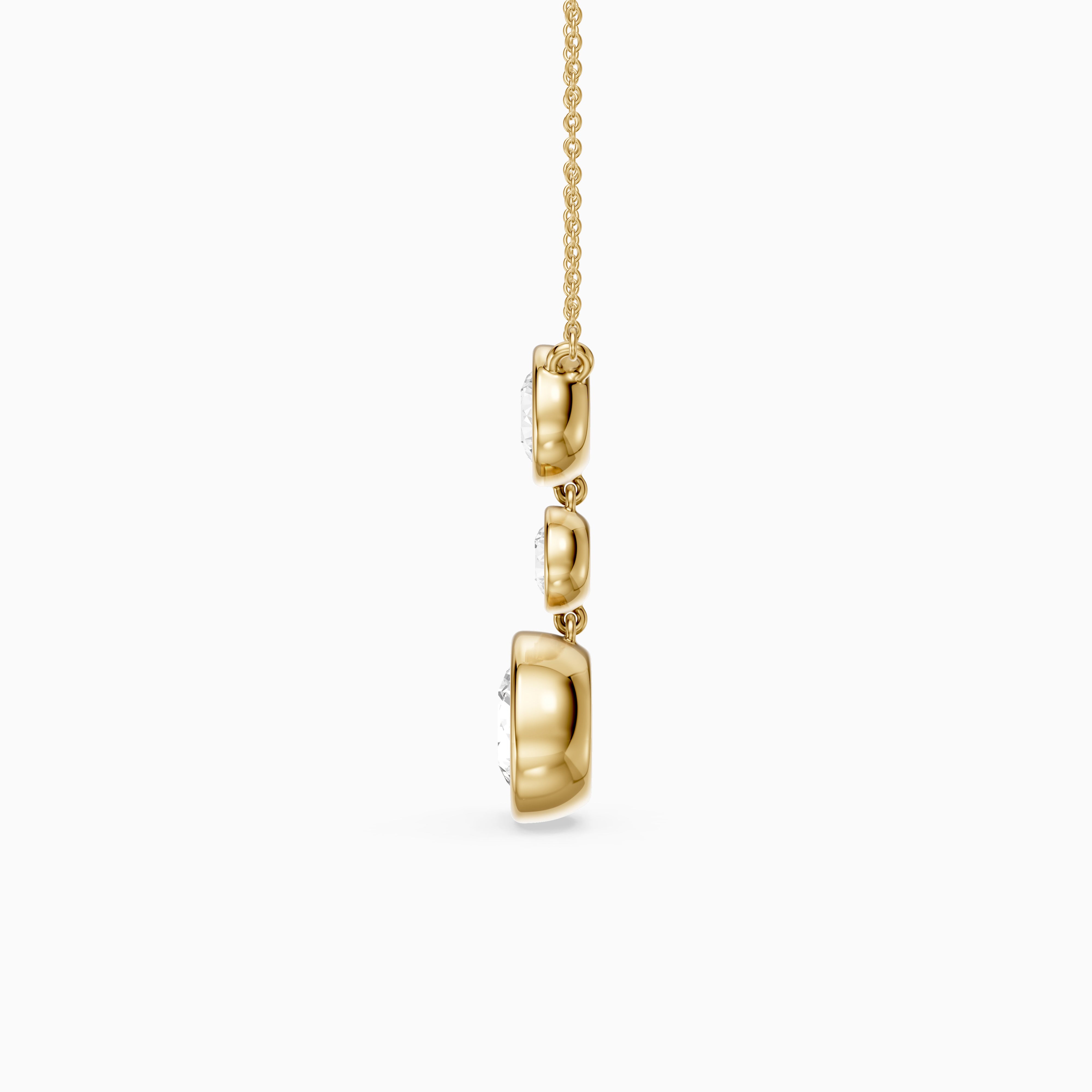 Esmeralda Three Stone Round Bezel Lab Grown Diamond Pendant