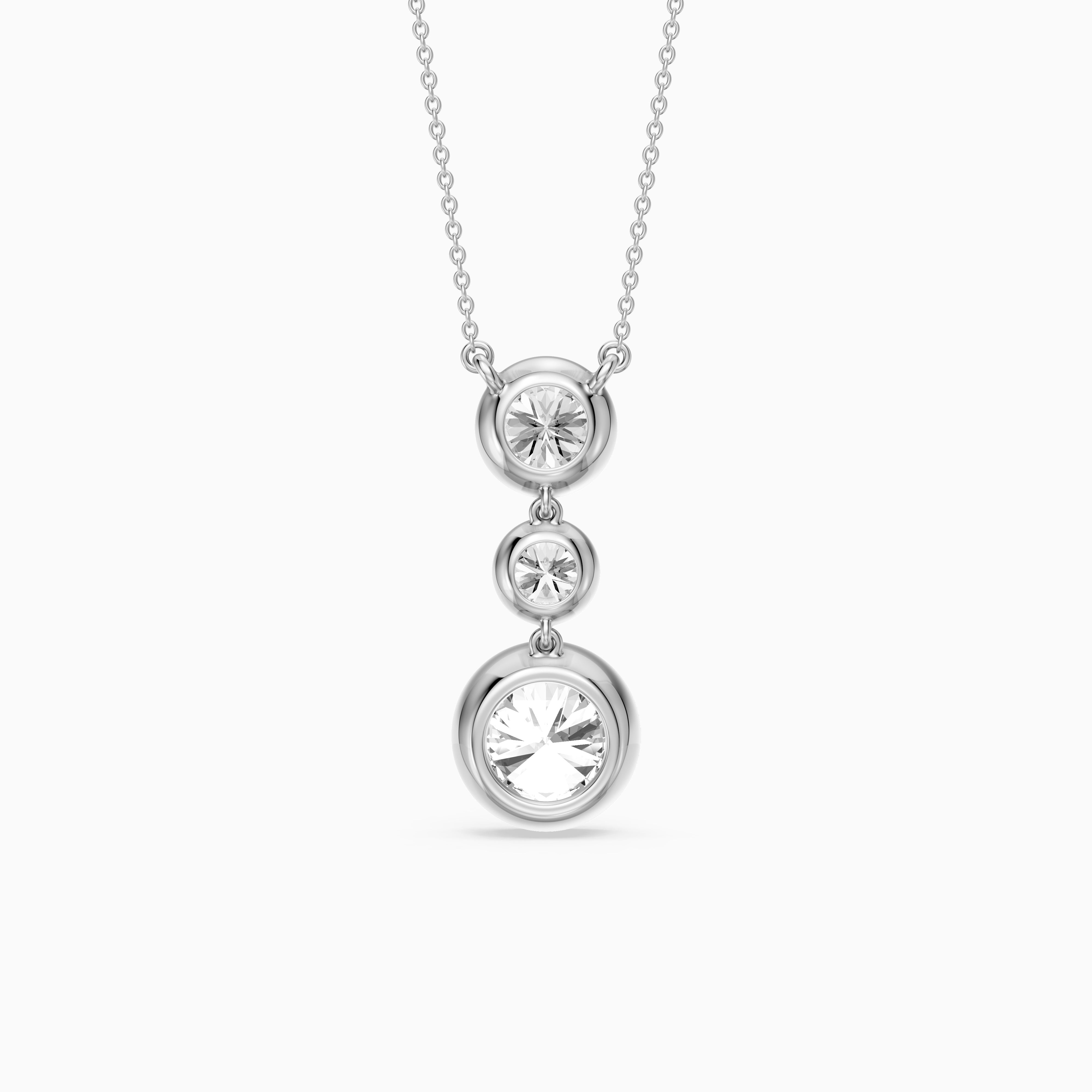 Esmeralda Three Stone Round Bezel Lab Grown Diamond Pendant