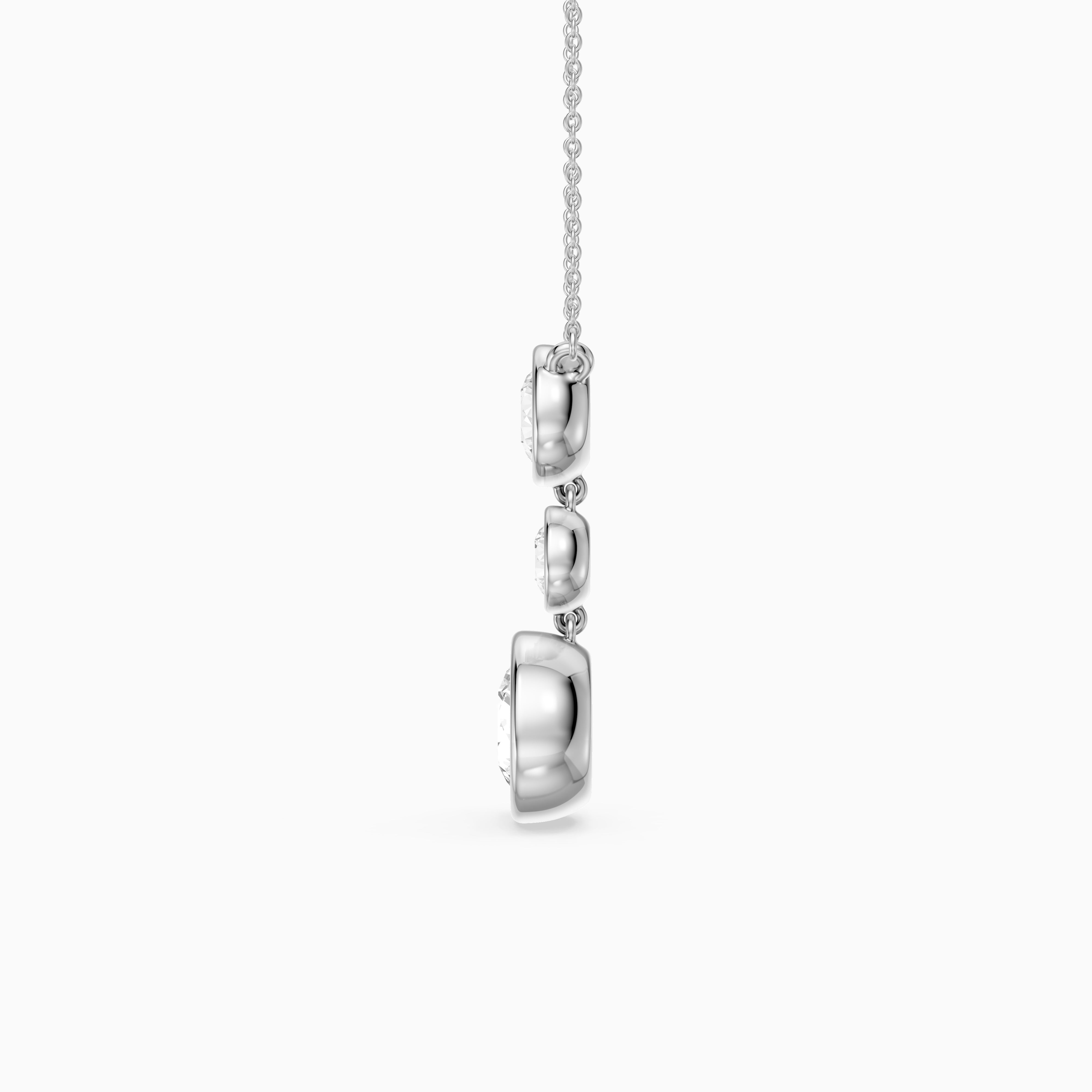 Esmeralda Three Stone Round Bezel Lab Grown Diamond Pendant