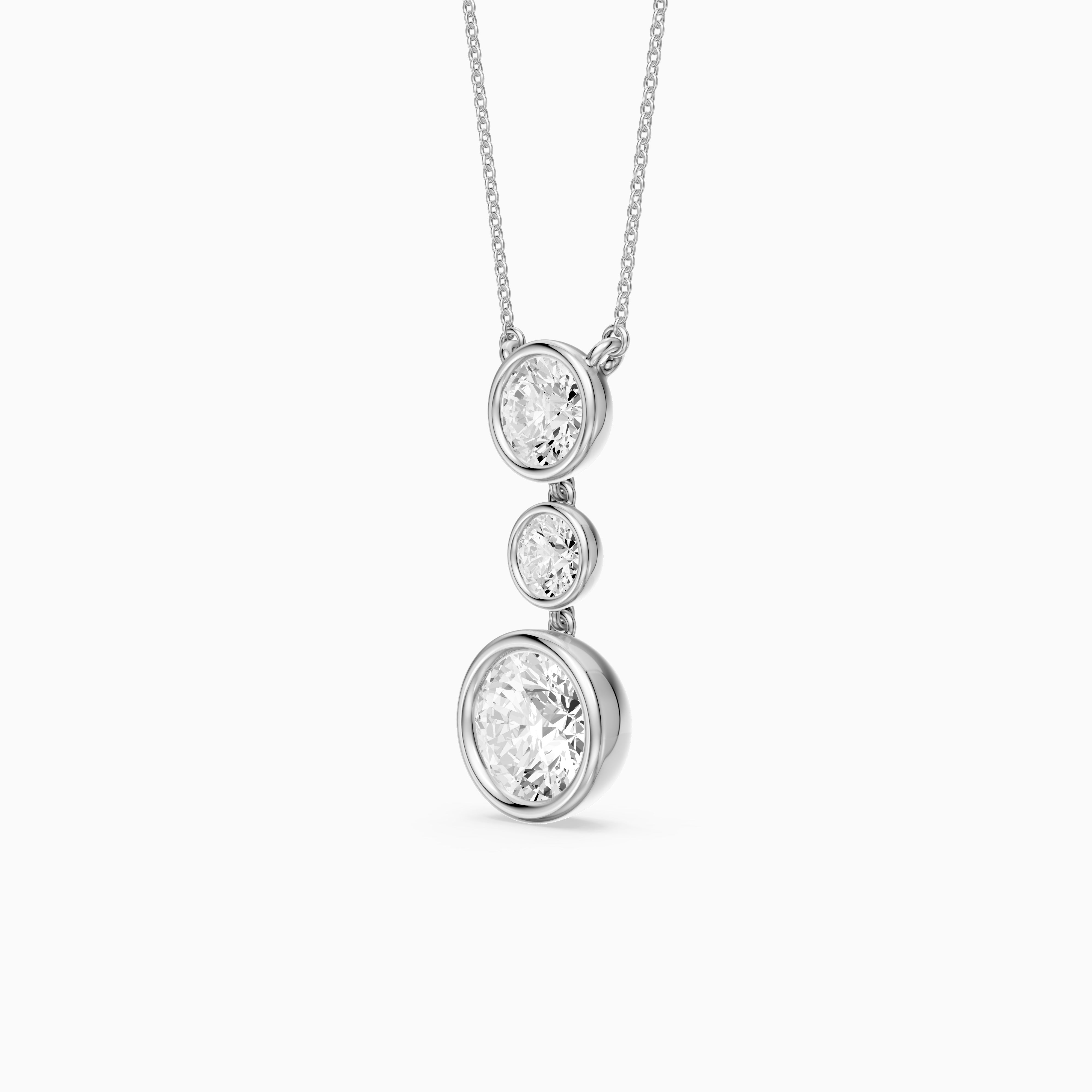 Esmeralda Three Stone Round Bezel Lab Grown Diamond Pendant