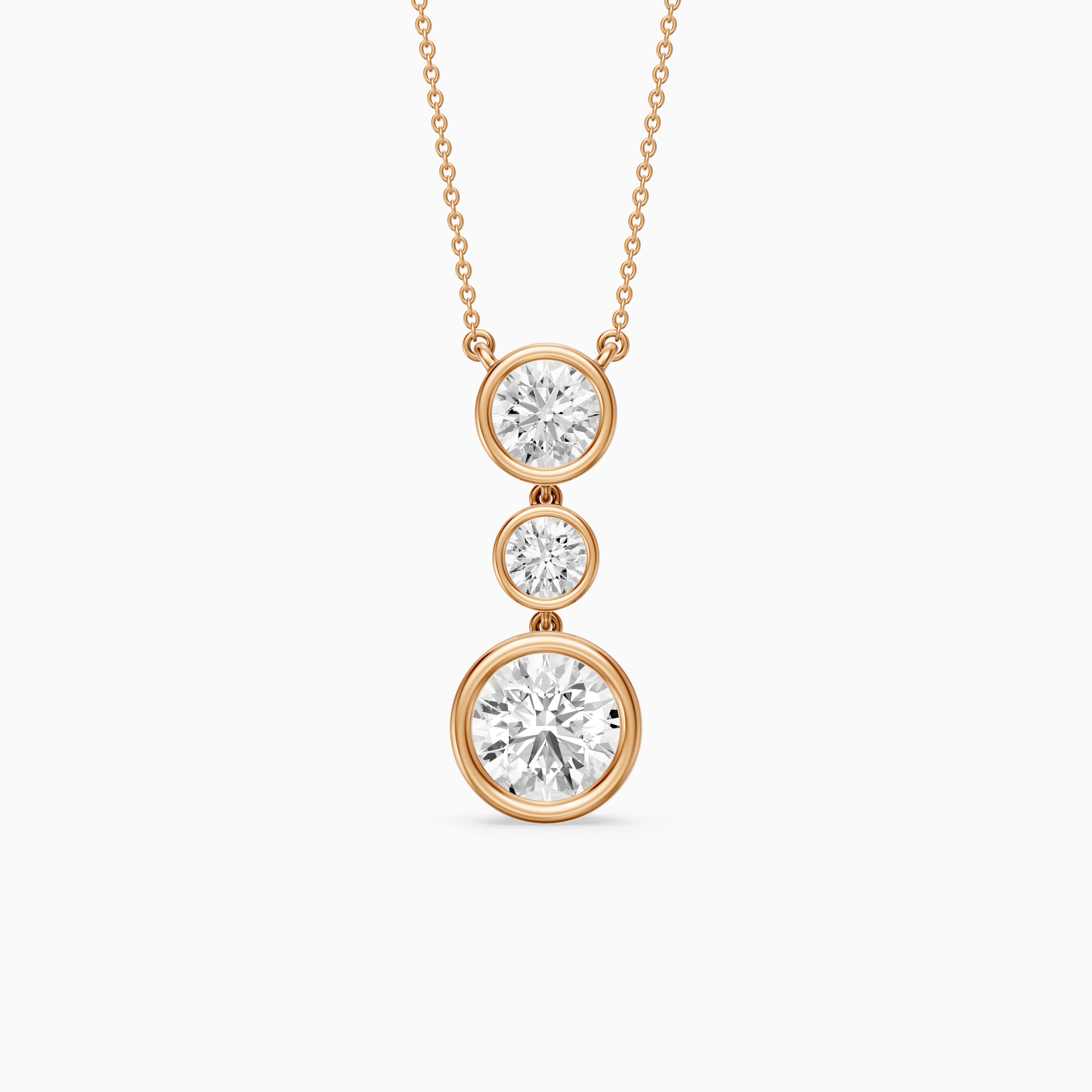 Esmeralda Three Stone Round Bezel Lab Grown Diamond Pendant