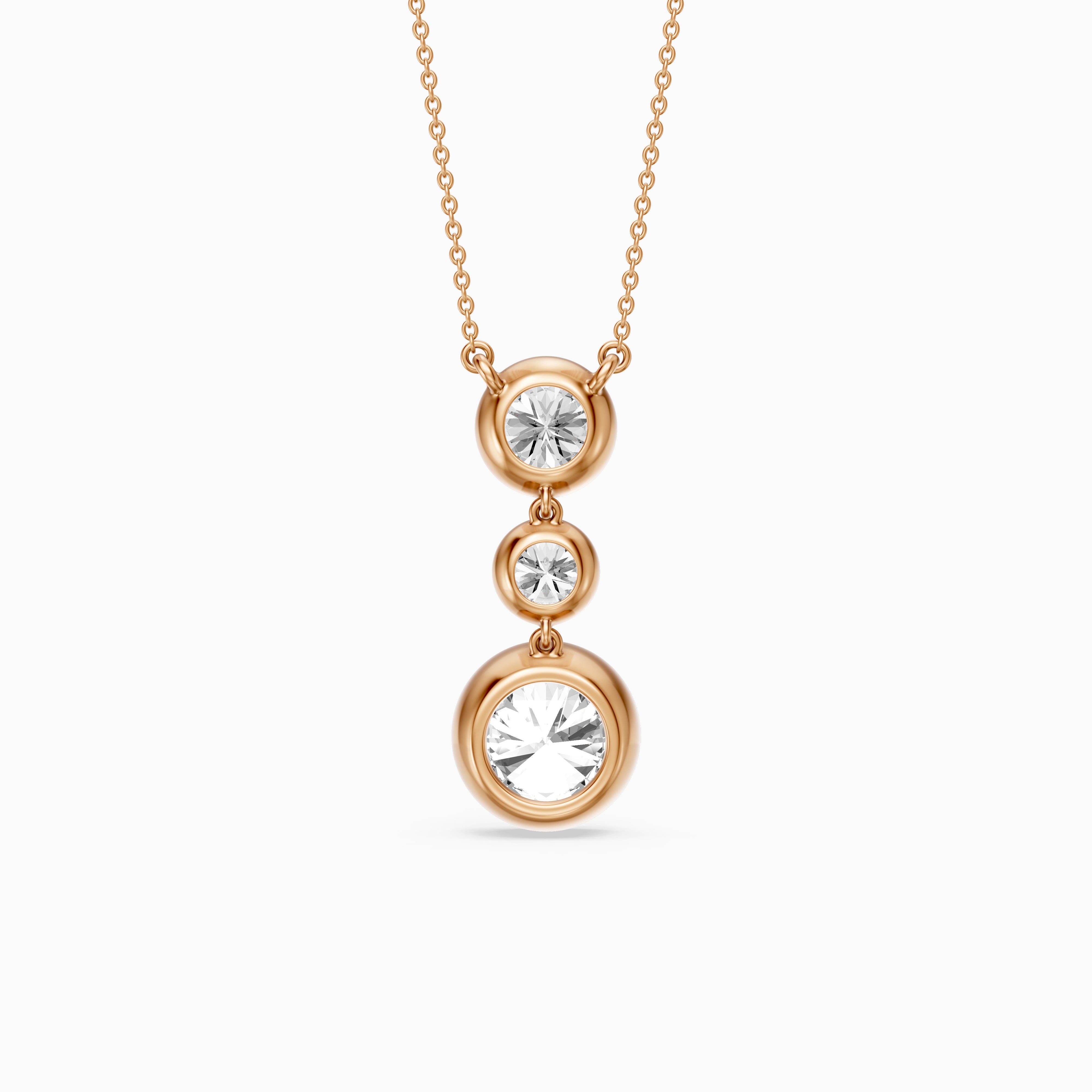 Esmeralda Three Stone Round Bezel Lab Grown Diamond Pendant