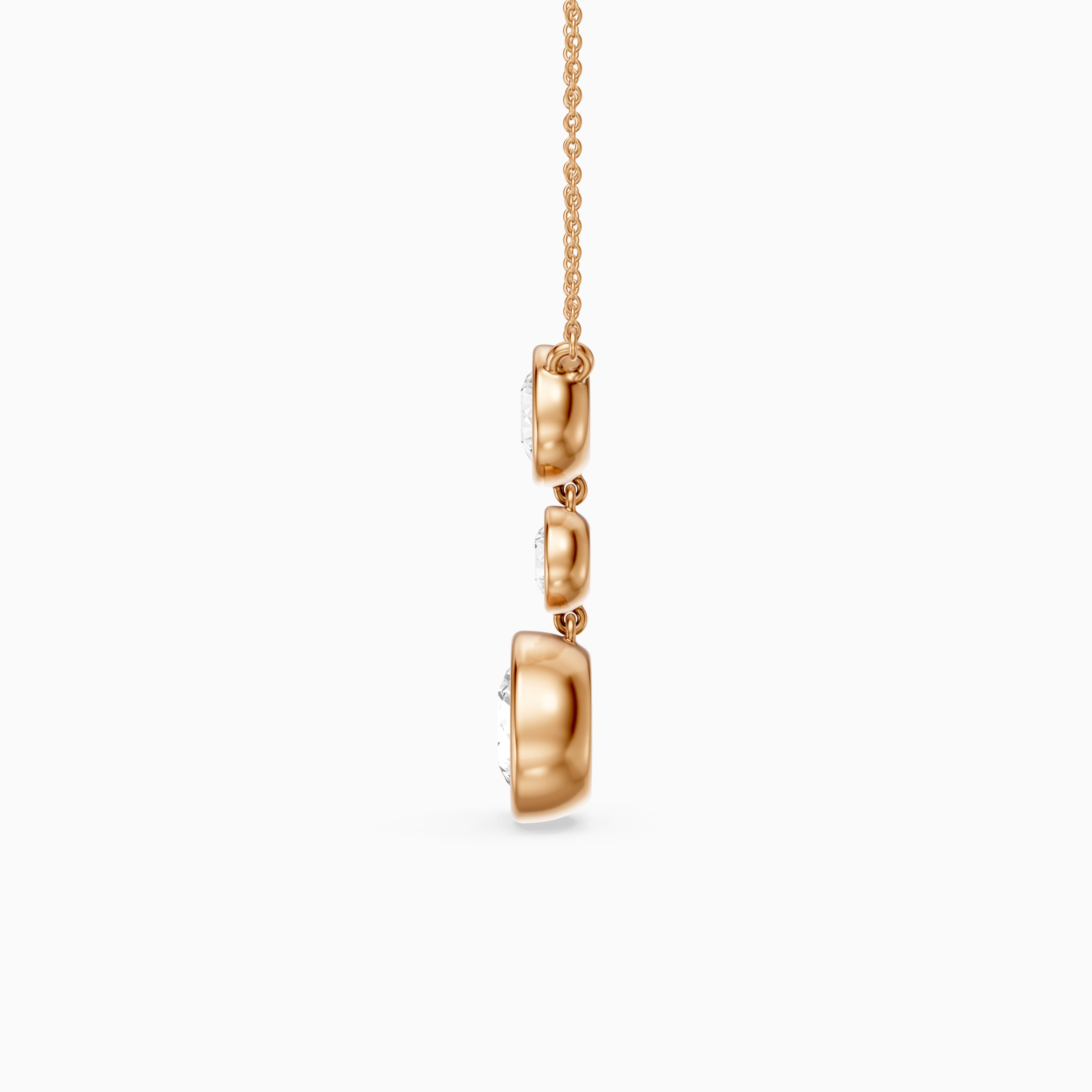 Esmeralda Three Stone Round Bezel Lab Grown Diamond Pendant
