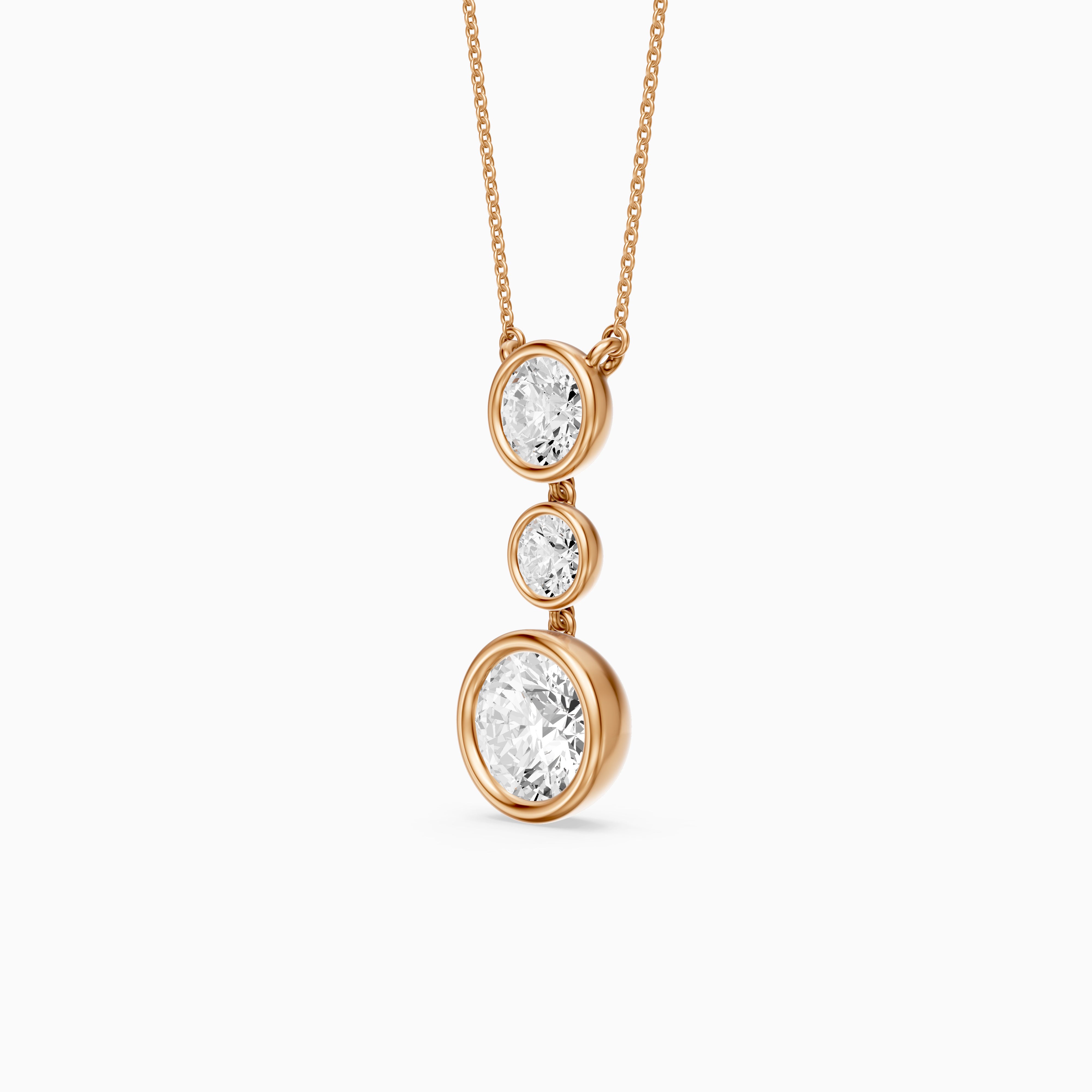 Esmeralda Three Stone Round Bezel Lab Grown Diamond Pendant