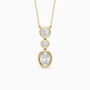 Malani Oval Cut and Round Cut Bezel Lab Grown Diamond Drop Pendant