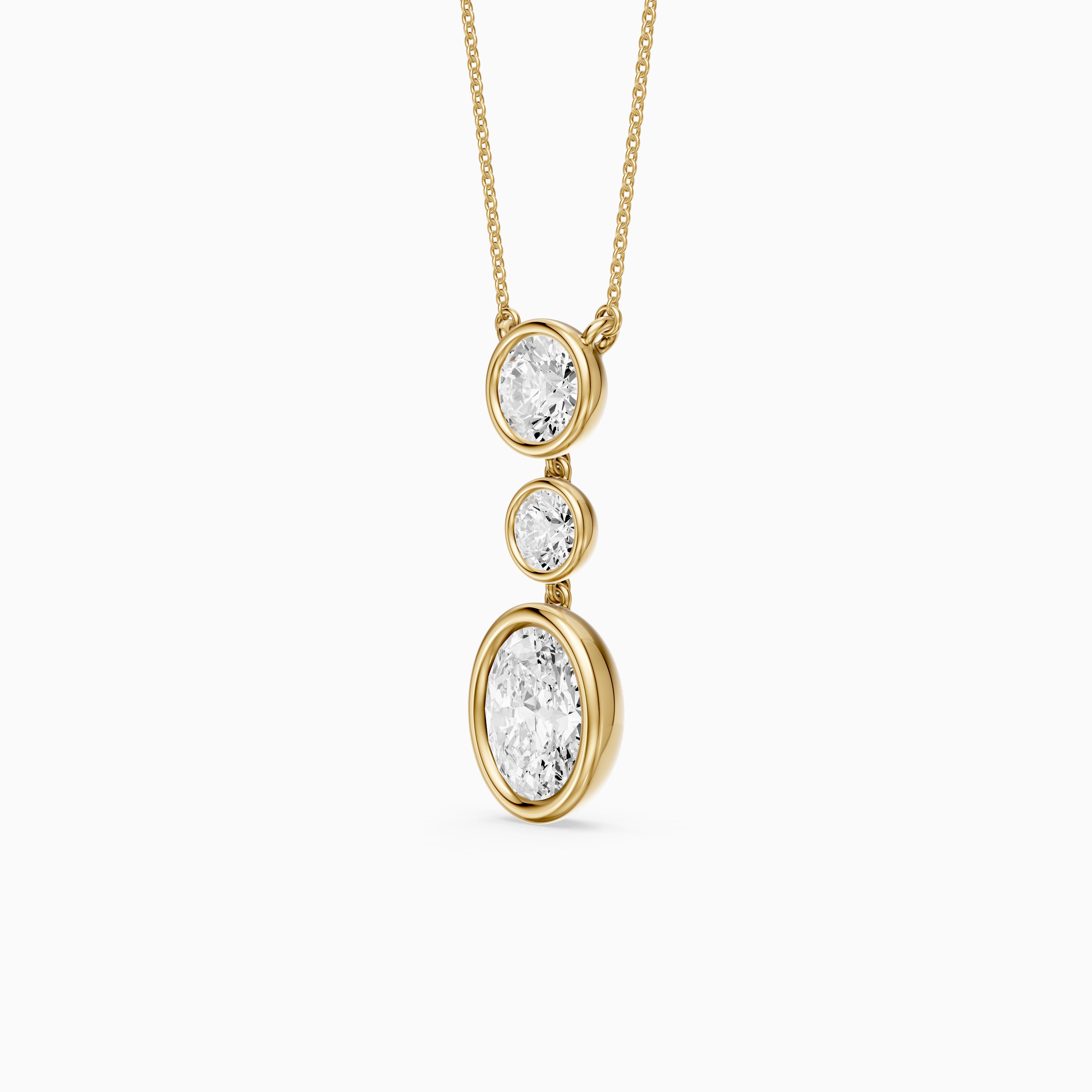Malani Oval Cut and Round Cut Bezel Lab Grown Diamond Drop Pendant