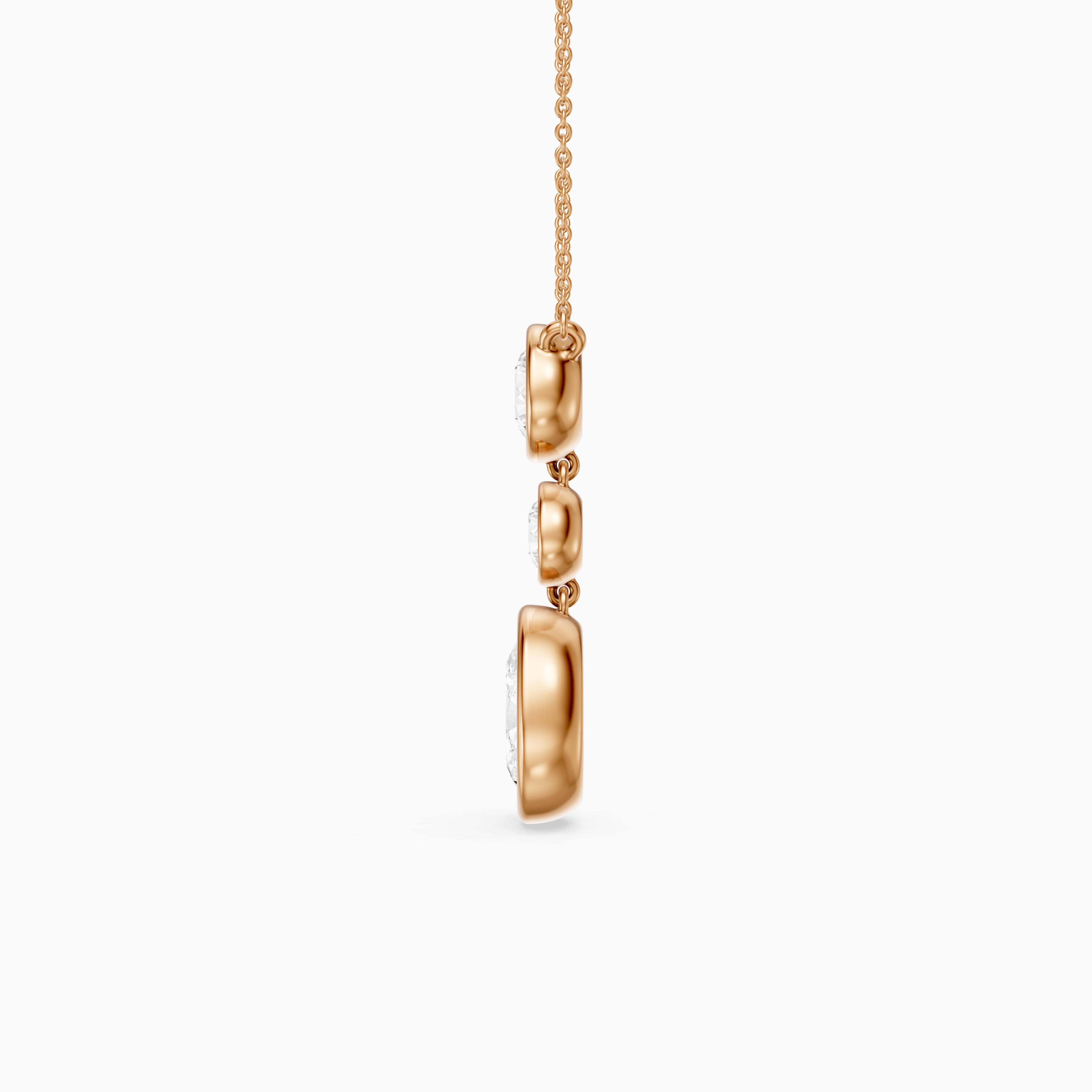 Malani Oval Cut and Round Cut Bezel Lab Grown Diamond Drop Pendant