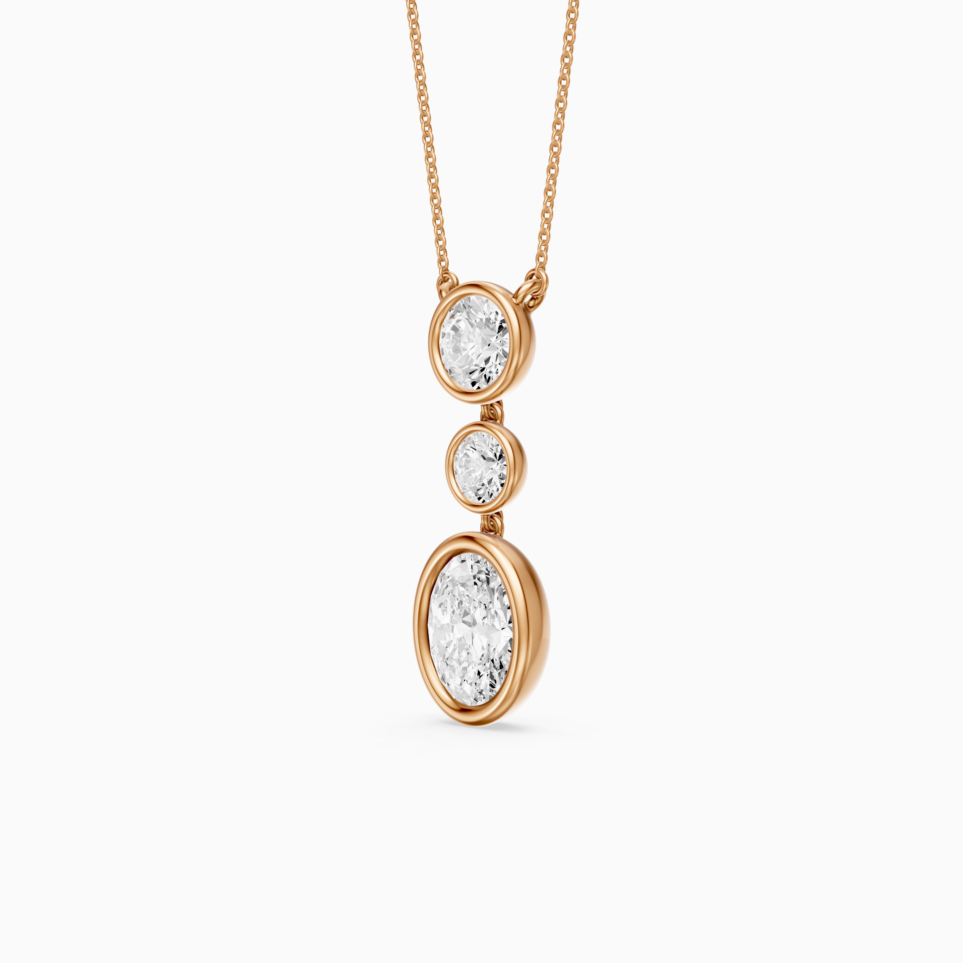 Malani Oval Cut and Round Cut Bezel Lab Grown Diamond Drop Pendant