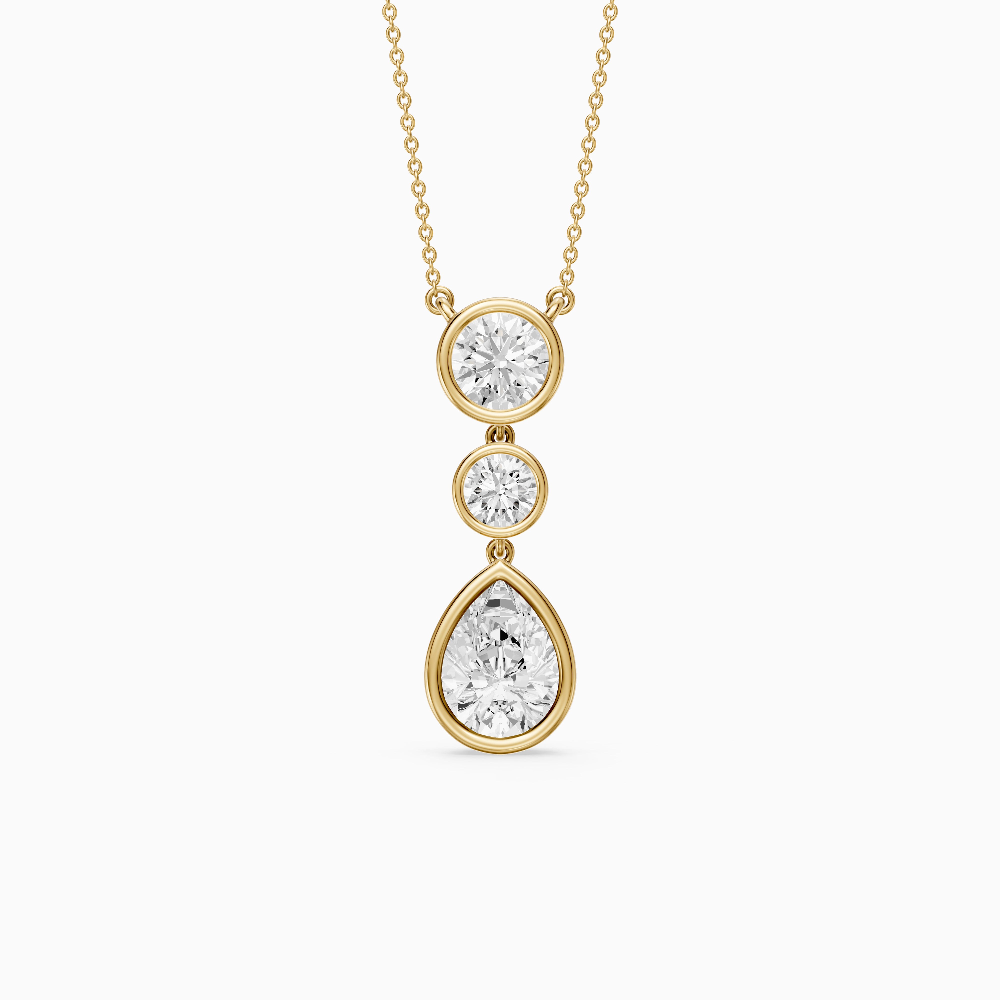 Anya Pear Shape and Round Bezel Drop Lab Grown Diamond Pendant