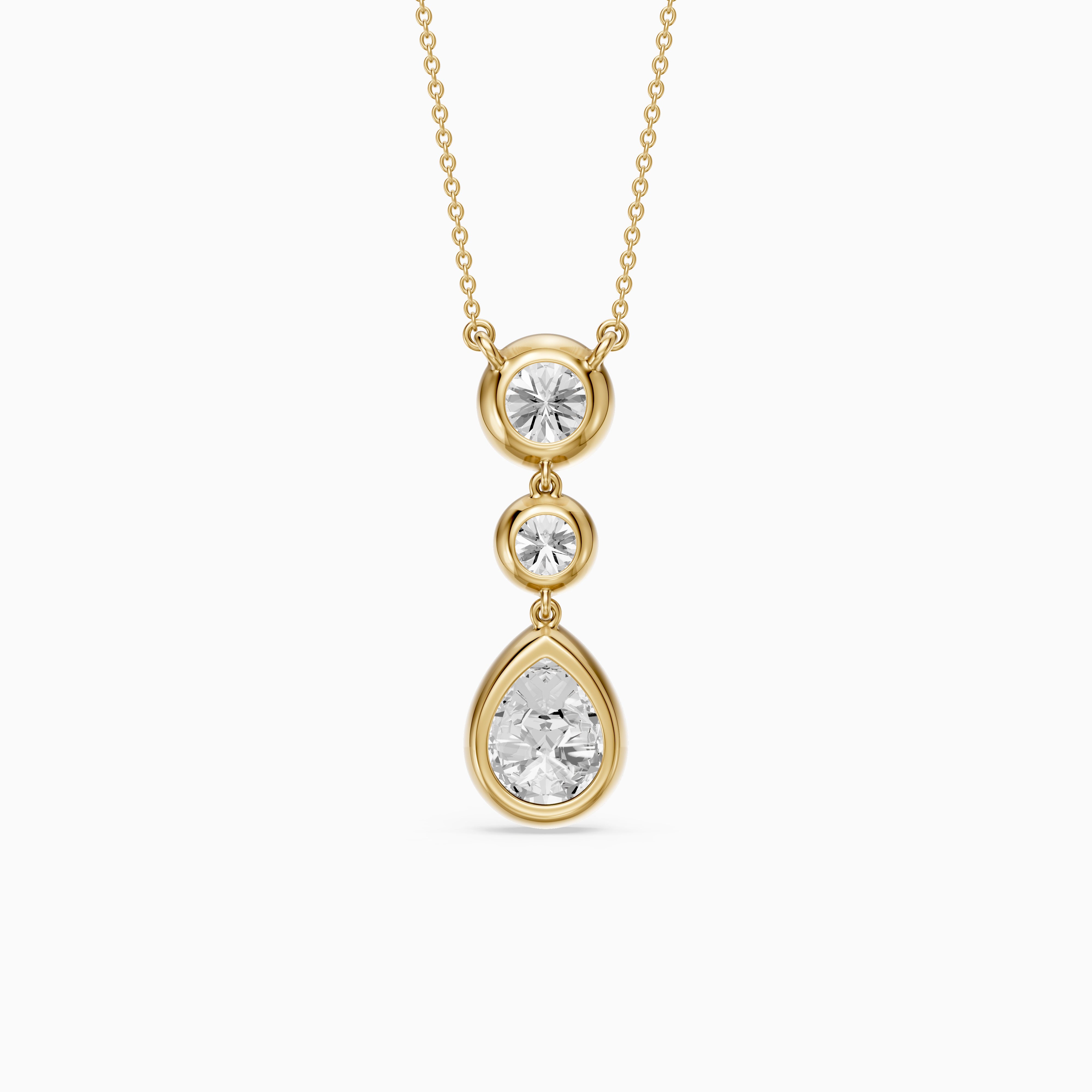 Anya Pear Shape and Round Bezel Drop Lab Grown Diamond Pendant