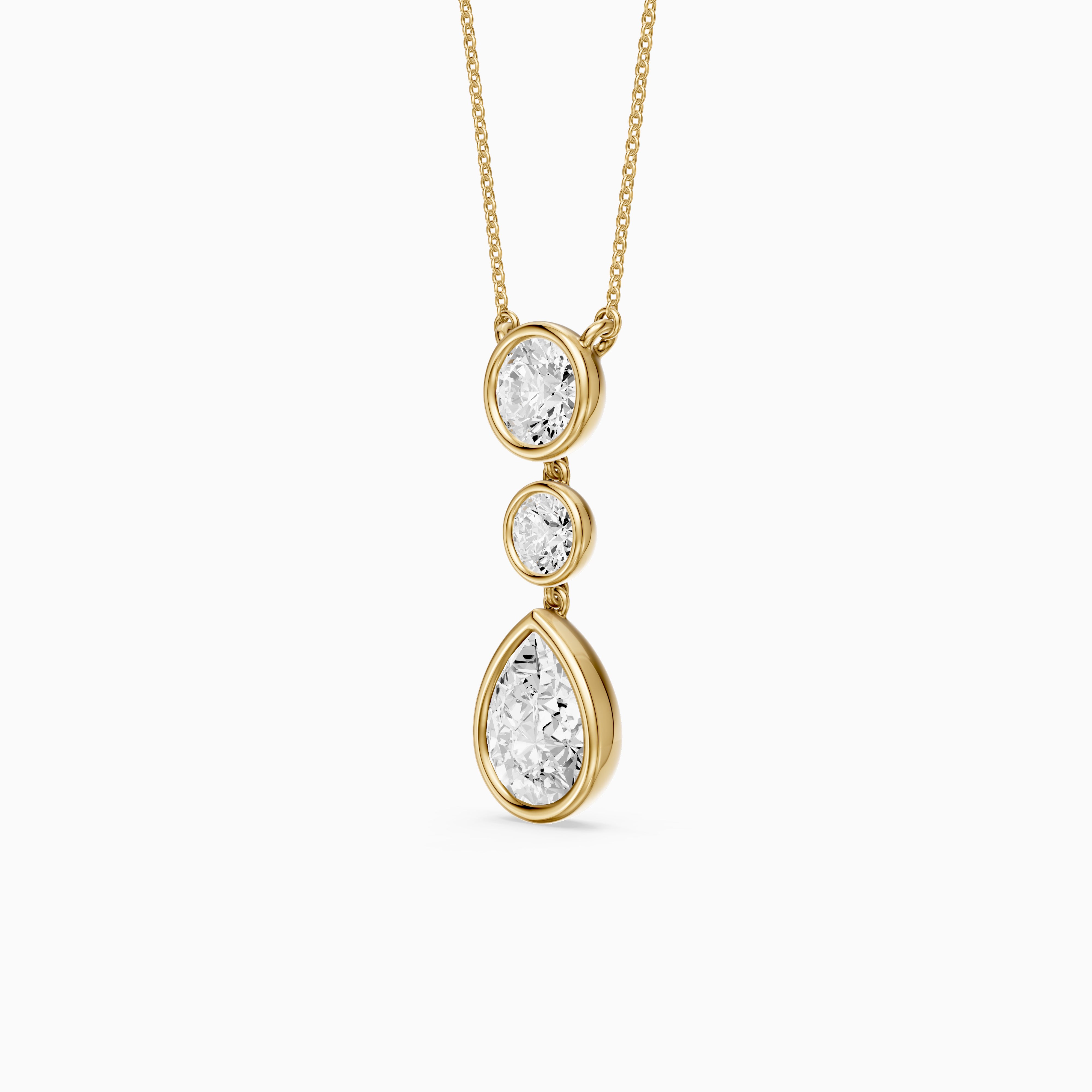 Anya Pear Shape and Round Bezel Drop Lab Grown Diamond Pendant