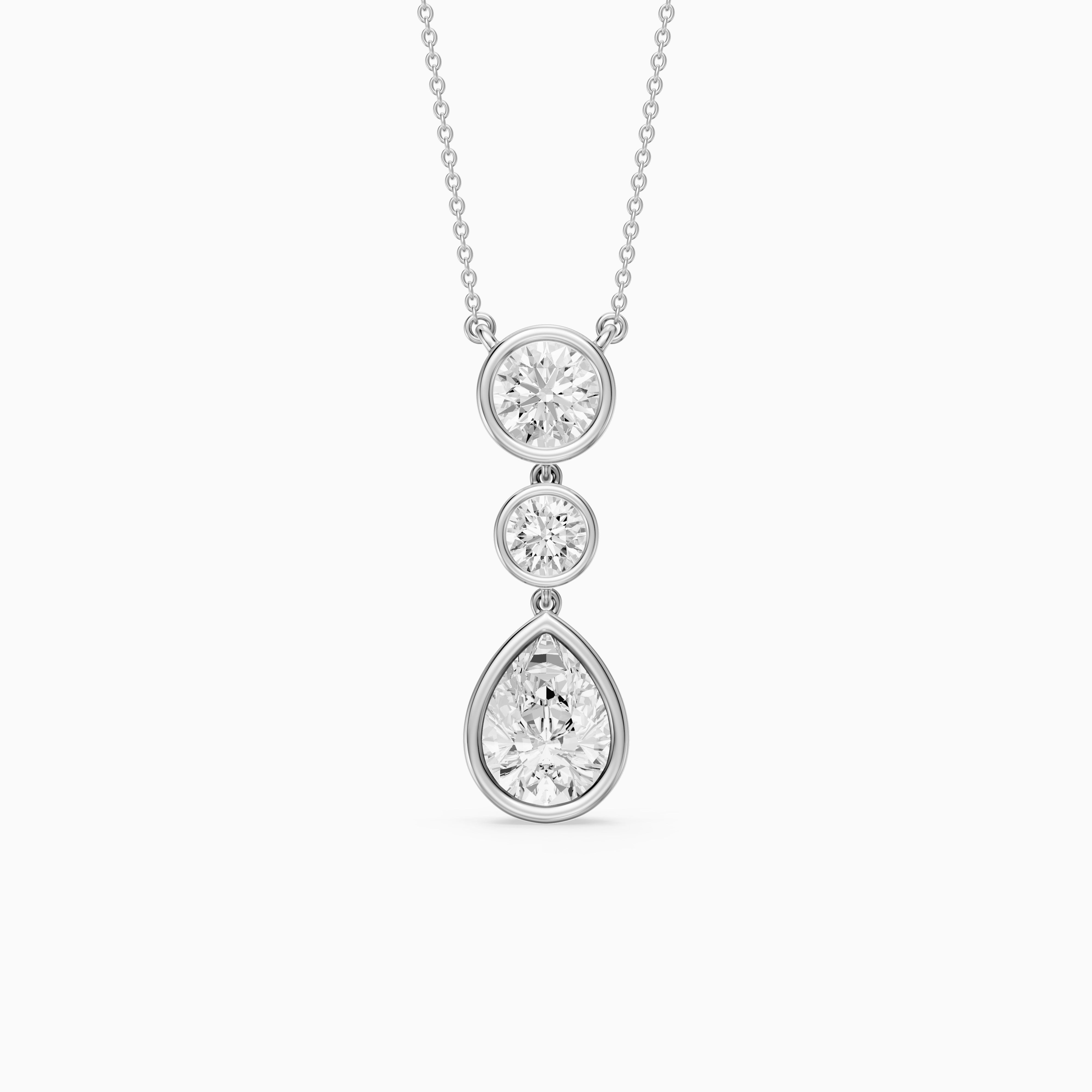 Anya Pear Shape and Round Bezel Drop Lab Grown Diamond Pendant