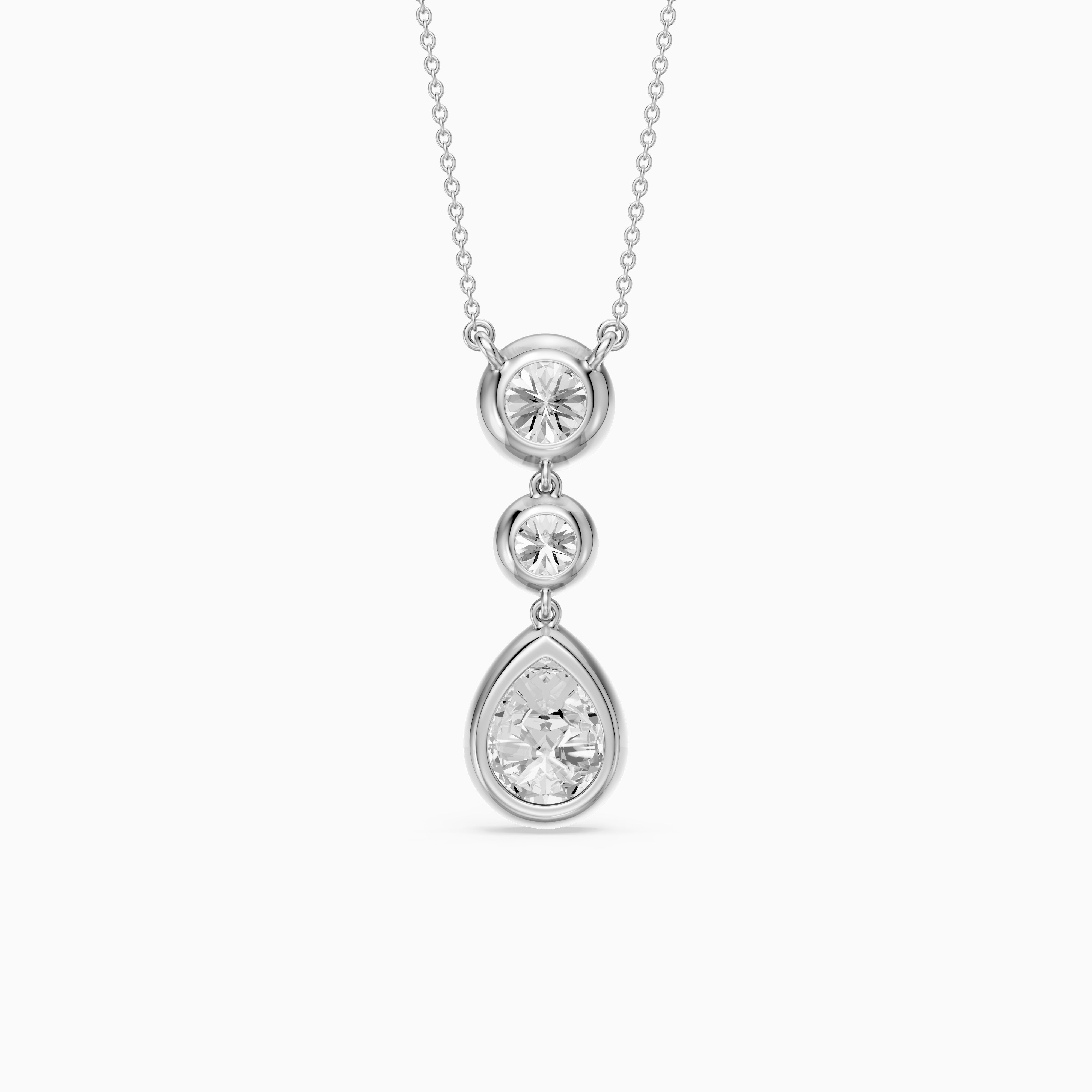 Anya Pear Shape and Round Bezel Drop Lab Grown Diamond Pendant