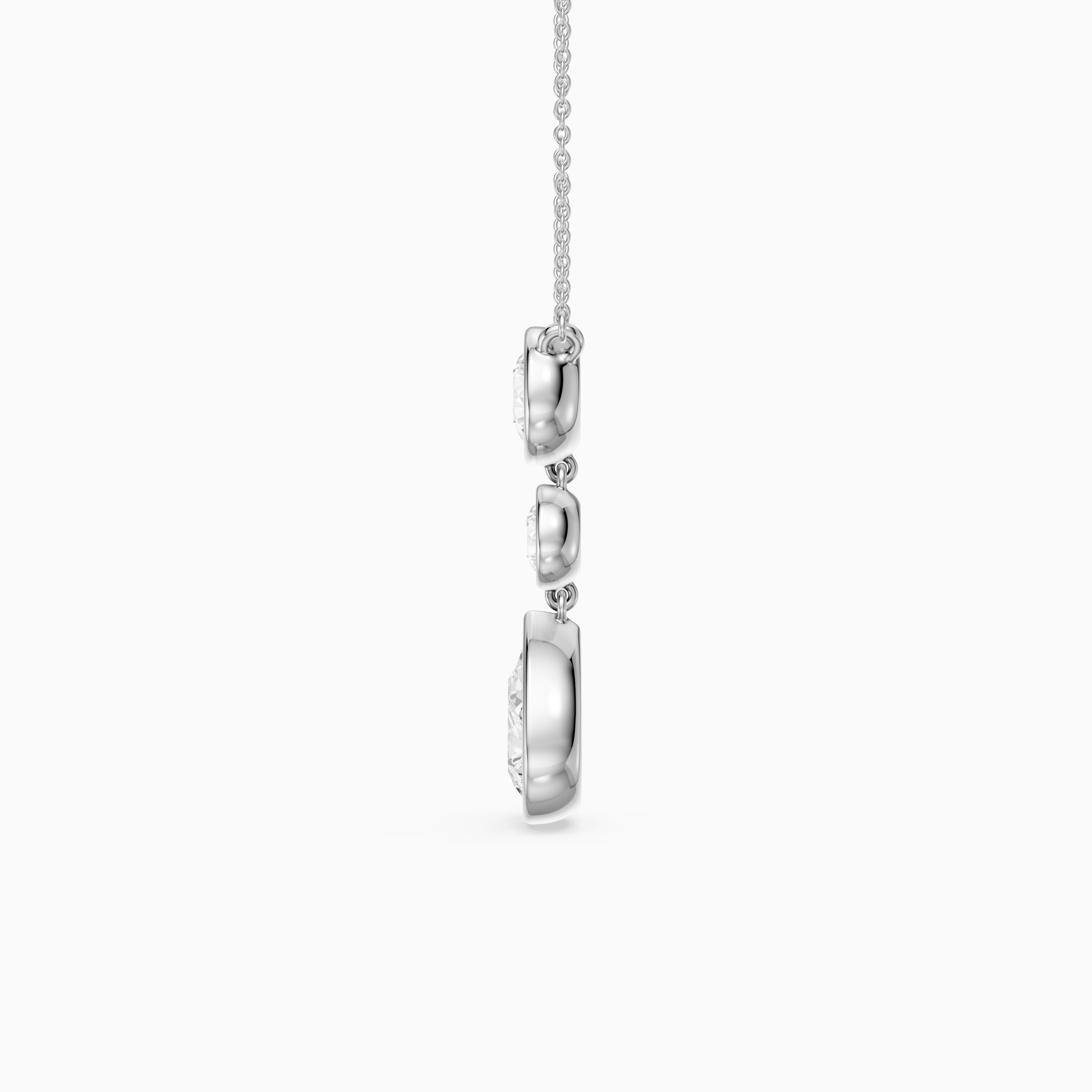 Anya Pear Shape and Round Bezel Drop Lab Grown Diamond Pendant