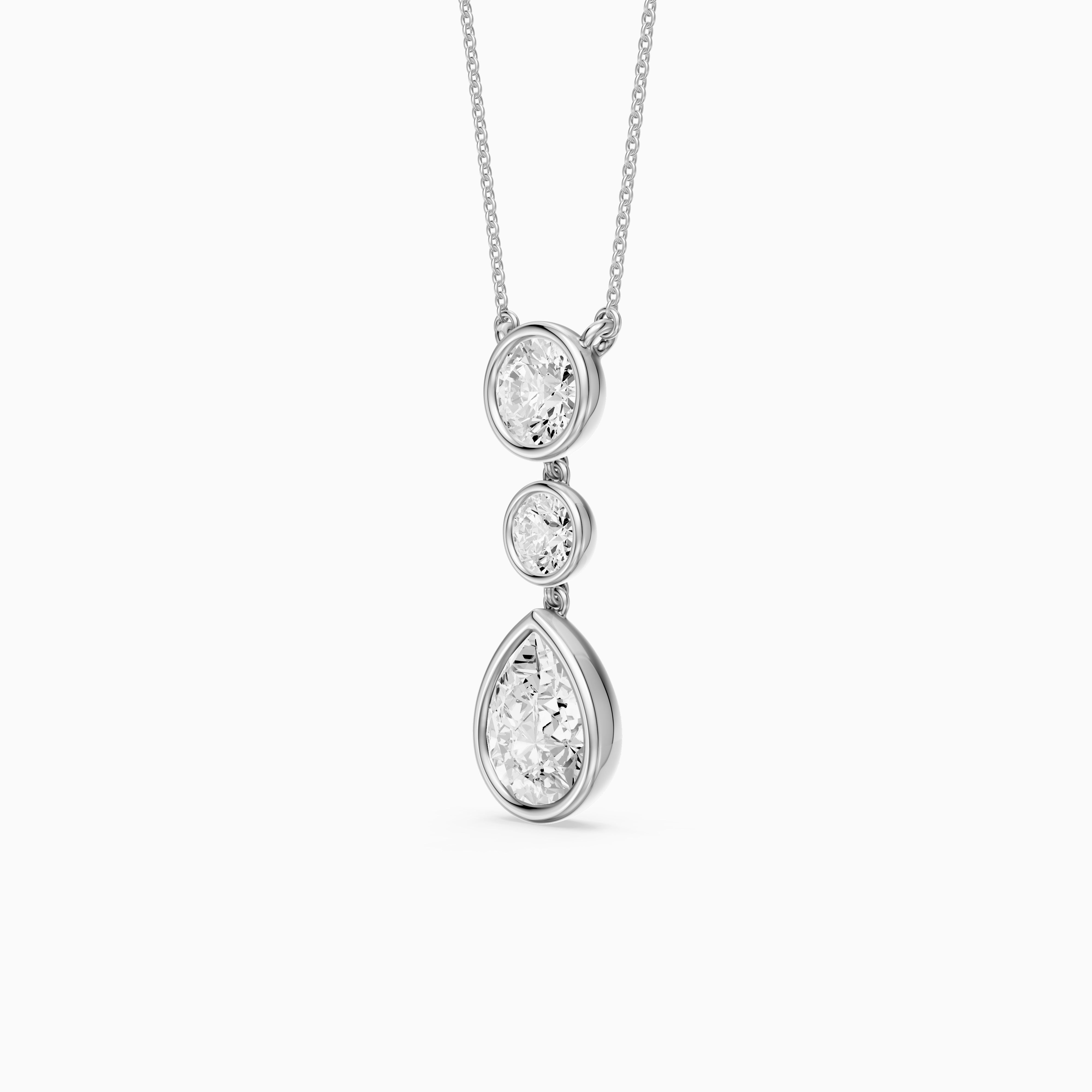 Anya Pear Shape and Round Bezel Drop Lab Grown Diamond Pendant