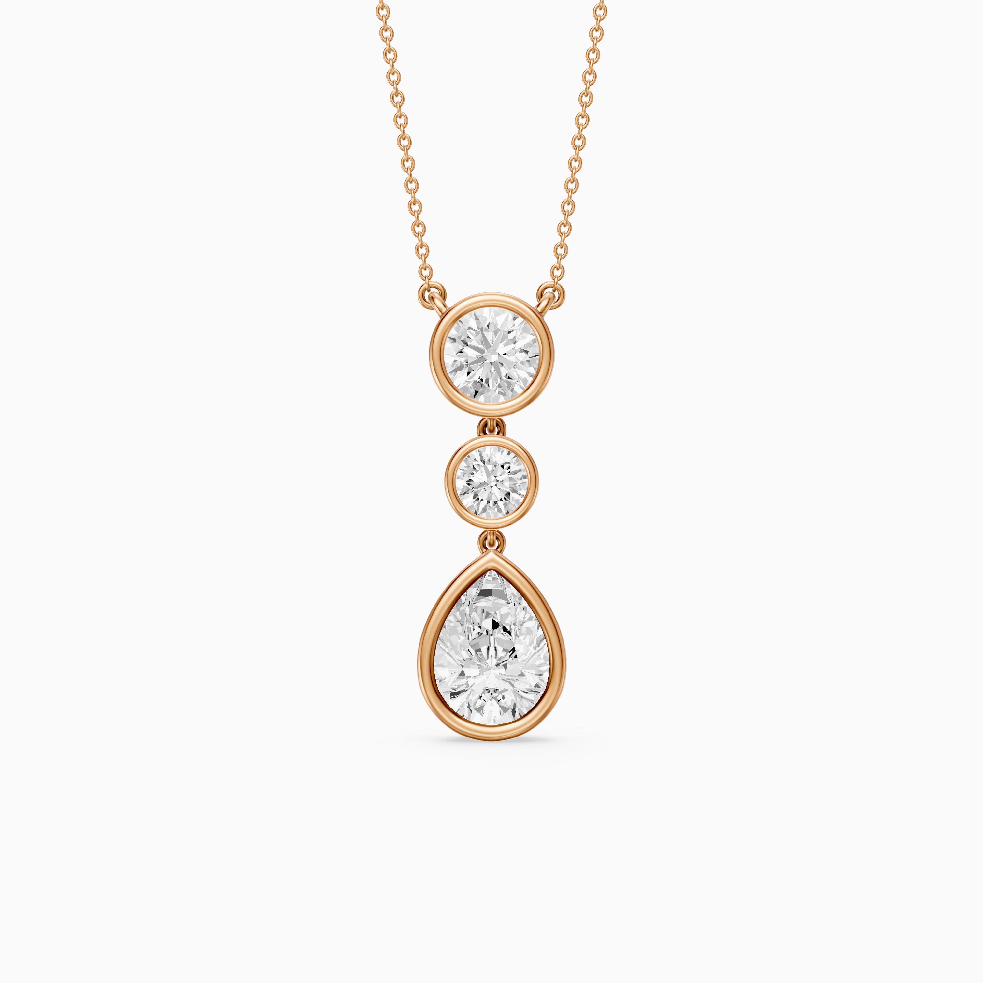 Anya Pear Shape and Round Bezel Drop Lab Grown Diamond Pendant