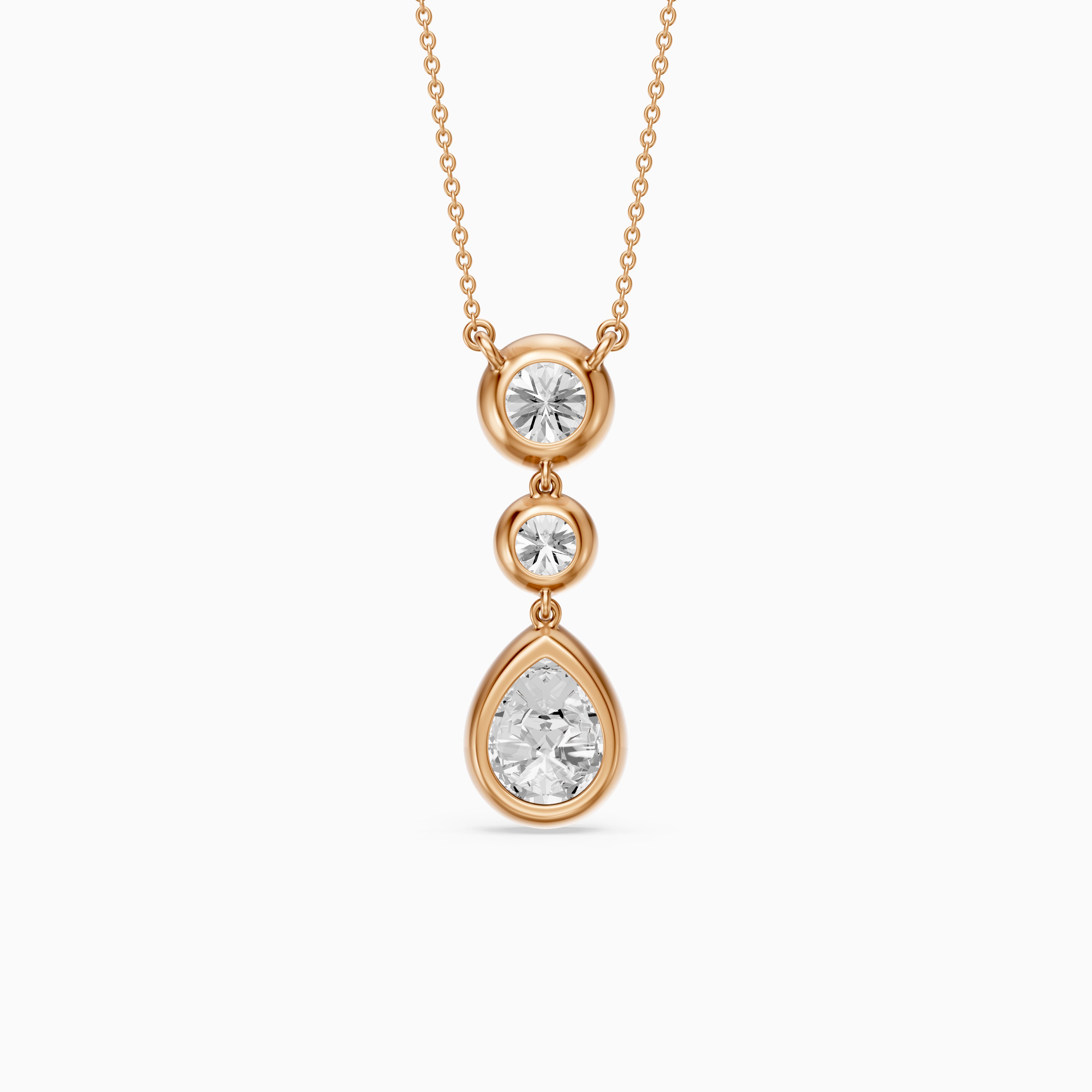 Anya Pear Shape and Round Bezel Drop Lab Grown Diamond Pendant
