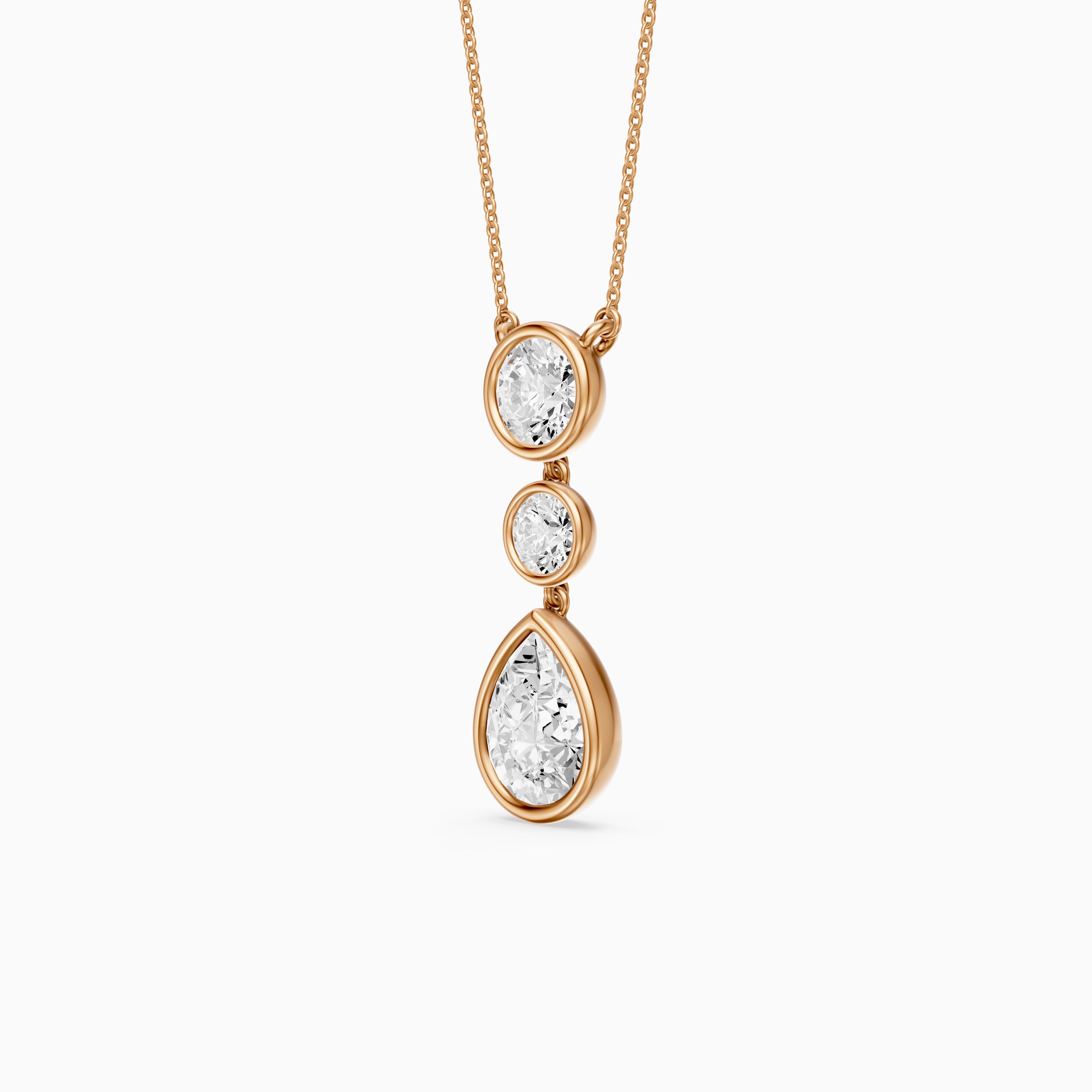 Anya Pear Shape and Round Bezel Drop Lab Grown Diamond Pendant