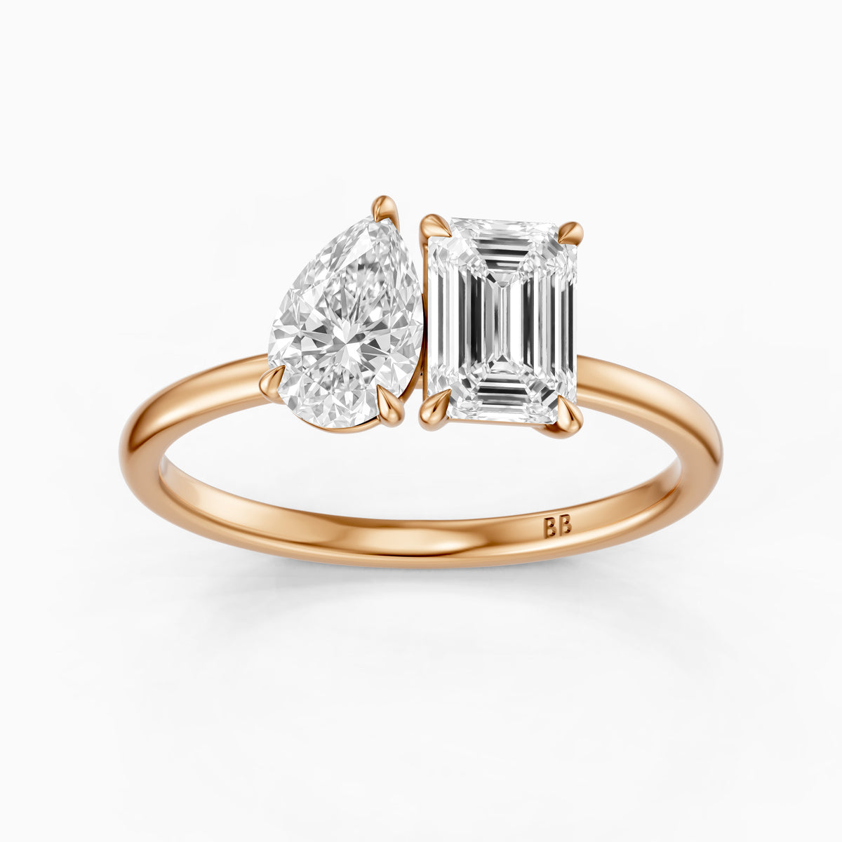 Payton Toi Et Moi Engagement Ring With Pear and Emerald Moissanite Diamonds