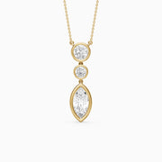 Astrid Marquise and Round Lab Grown Diamond Bezel Drop Pendant