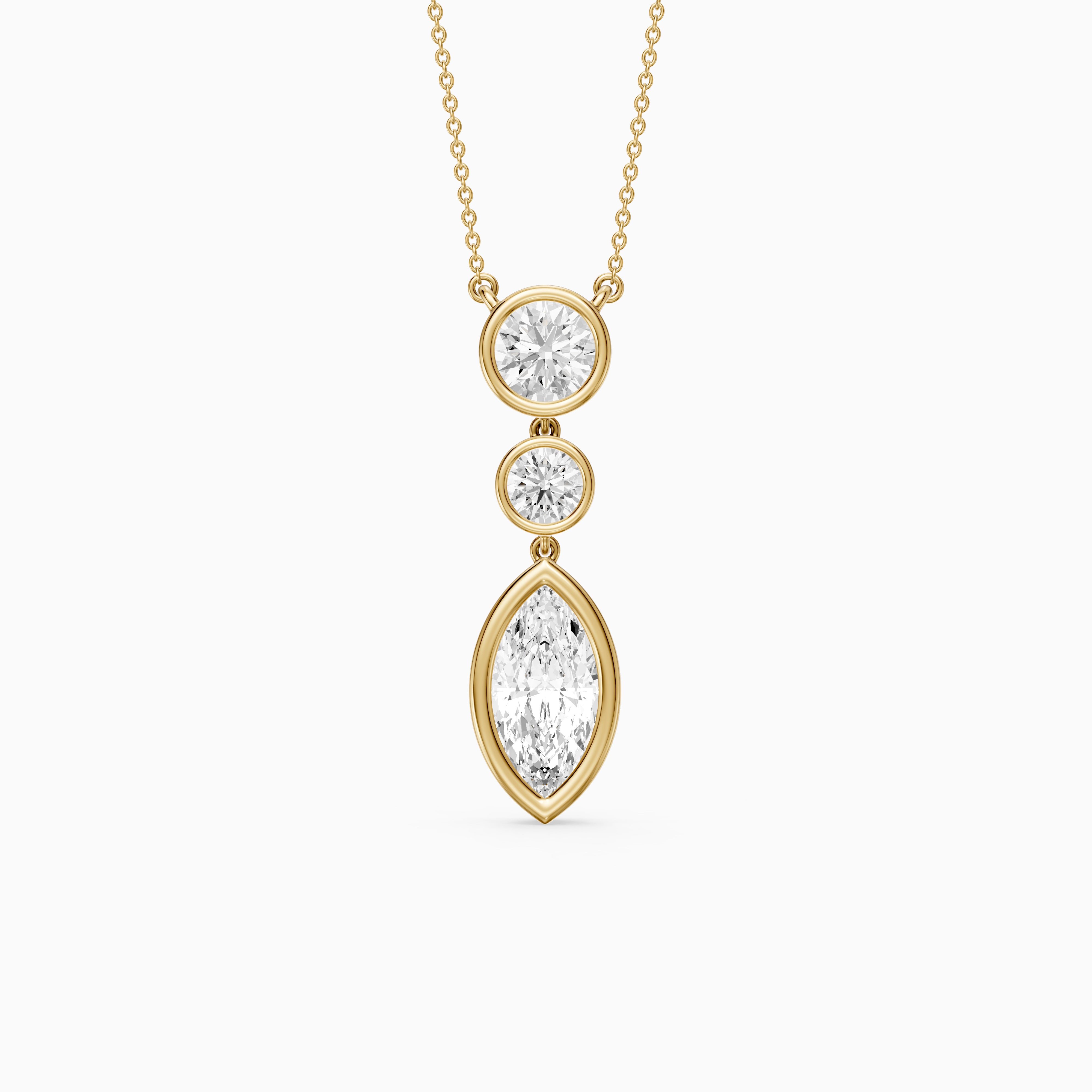 Astrid Marquise and Round Lab Grown Diamond Bezel Drop Pendant