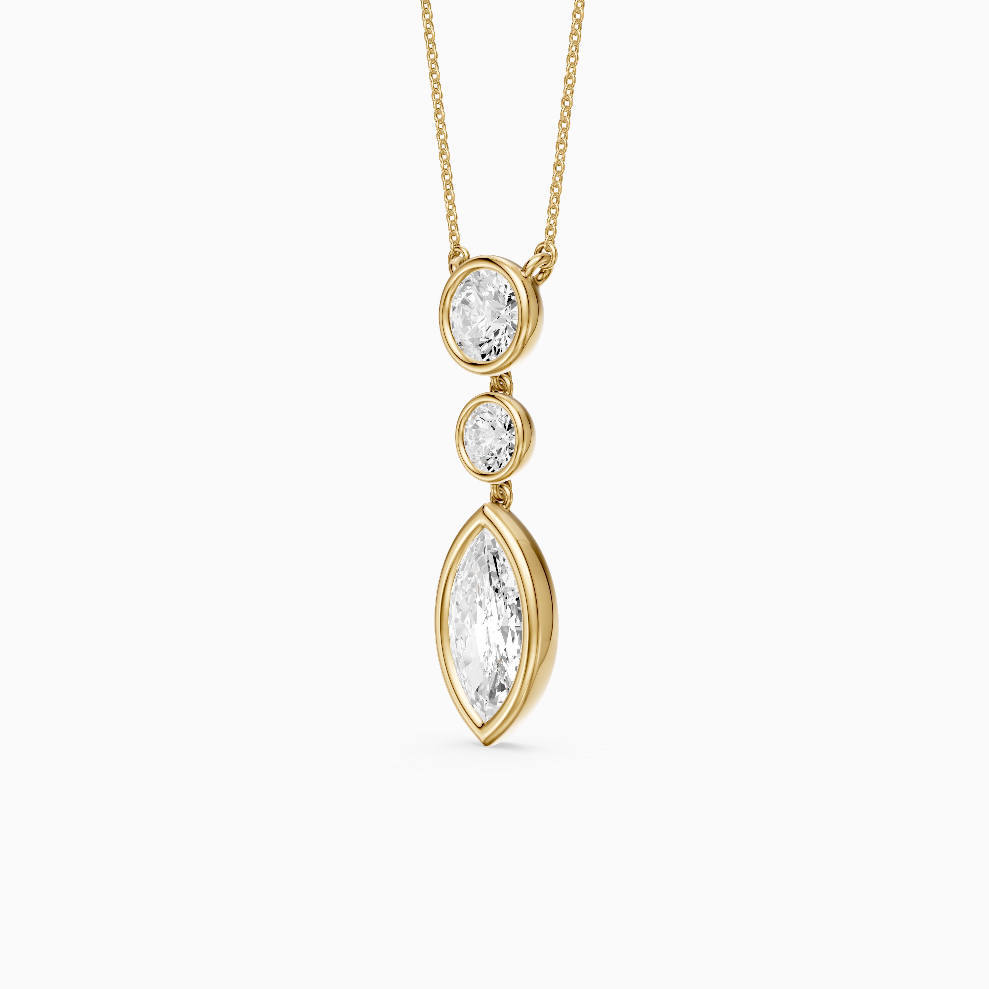 Astrid Marquise and Round Lab Grown Diamond Bezel Drop Pendant
