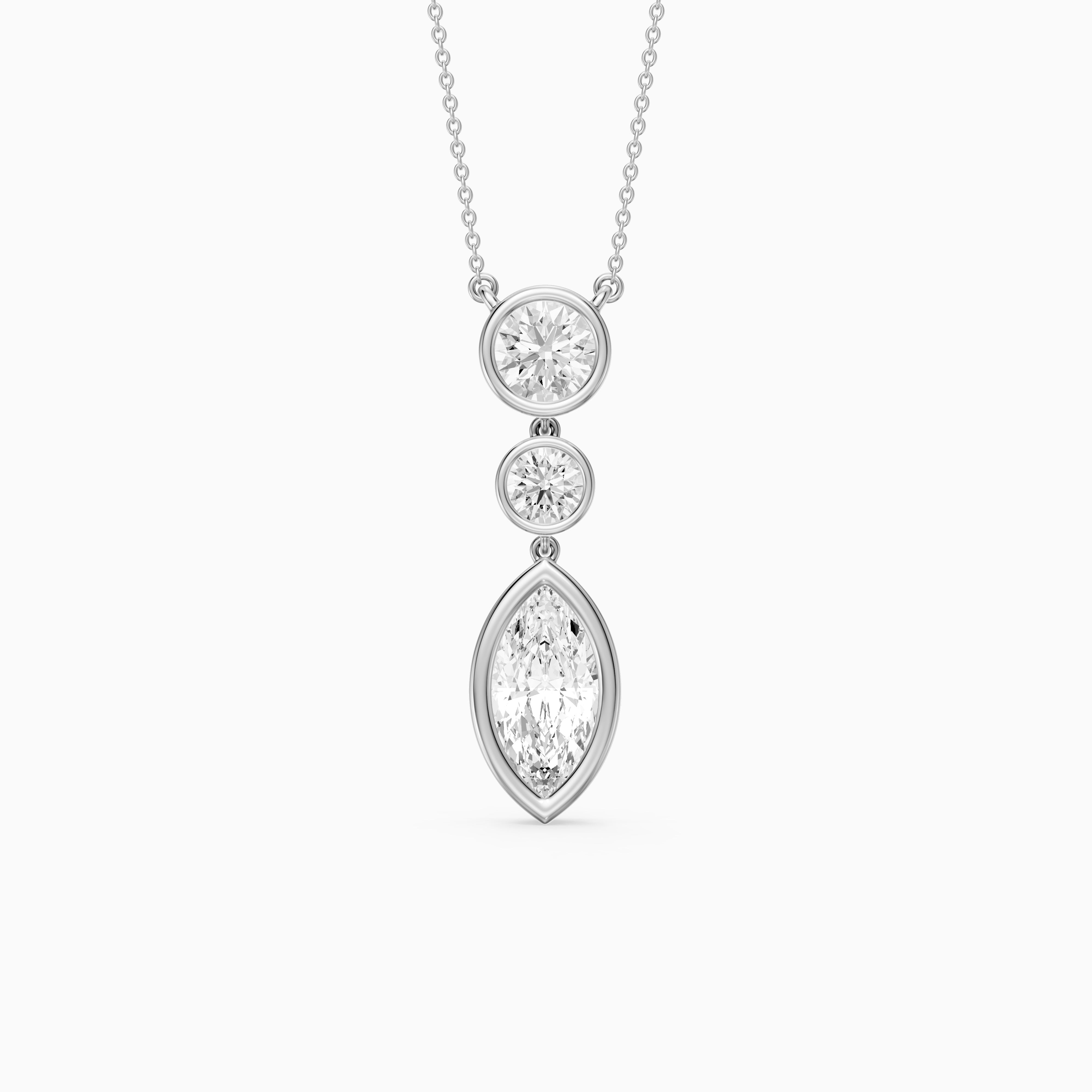 Astrid Marquise and Round Lab Grown Diamond Bezel Drop Pendant
