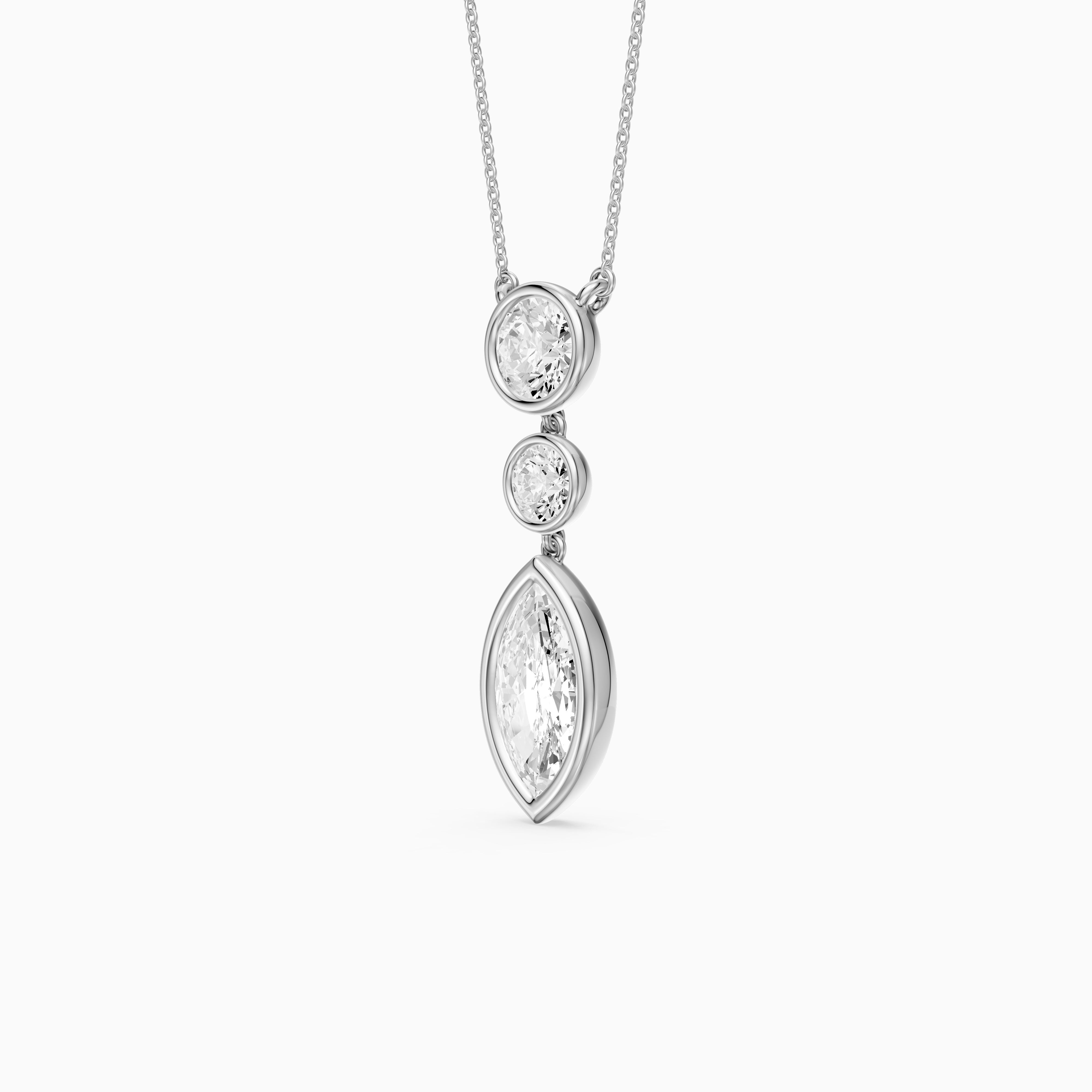 Astrid Marquise and Round Lab Grown Diamond Bezel Drop Pendant