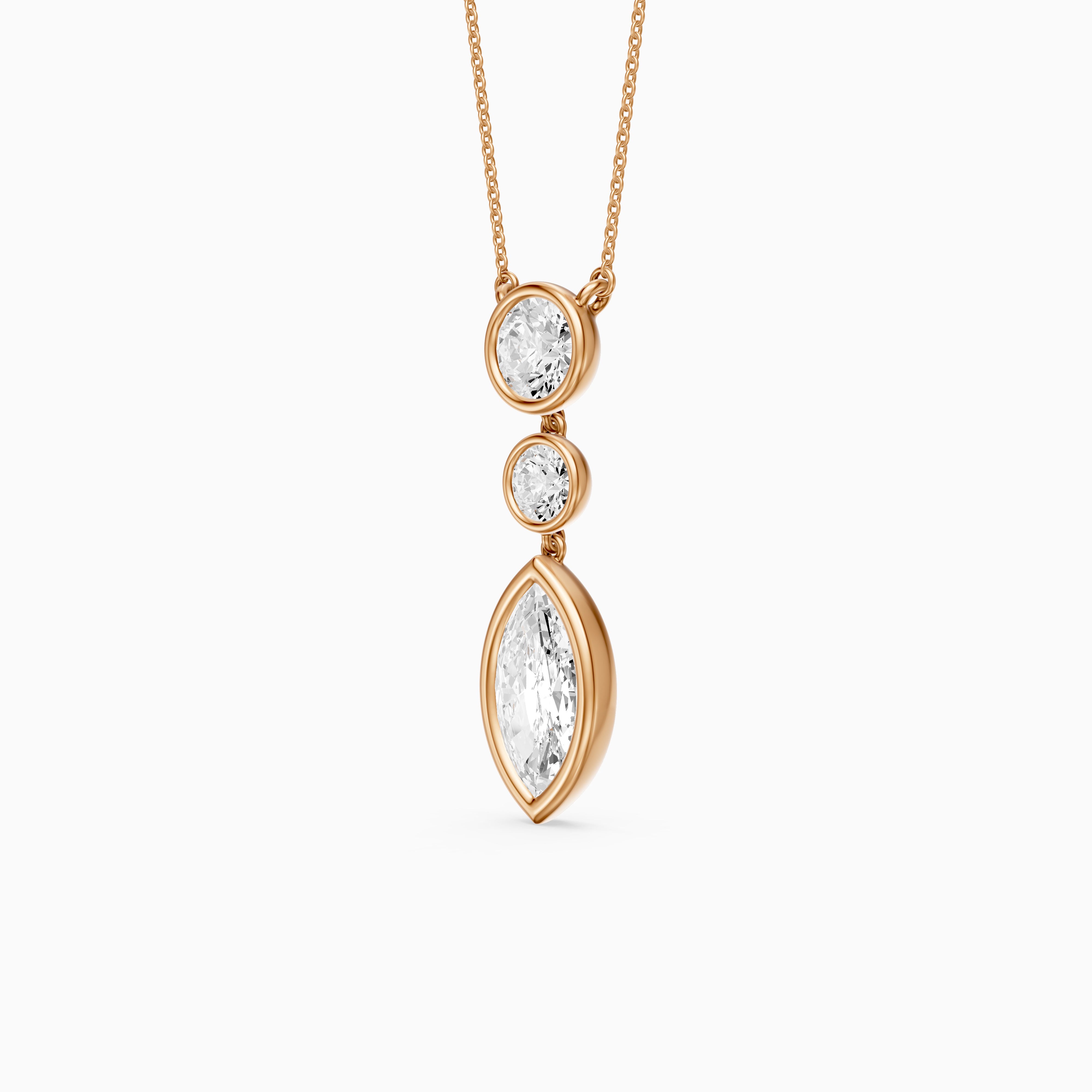 Astrid Marquise and Round Lab Grown Diamond Bezel Drop Pendant