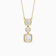 Vanessa Asscher Cut and Round Cut Lab Grown Diamond Bezel Three Stone Pendant