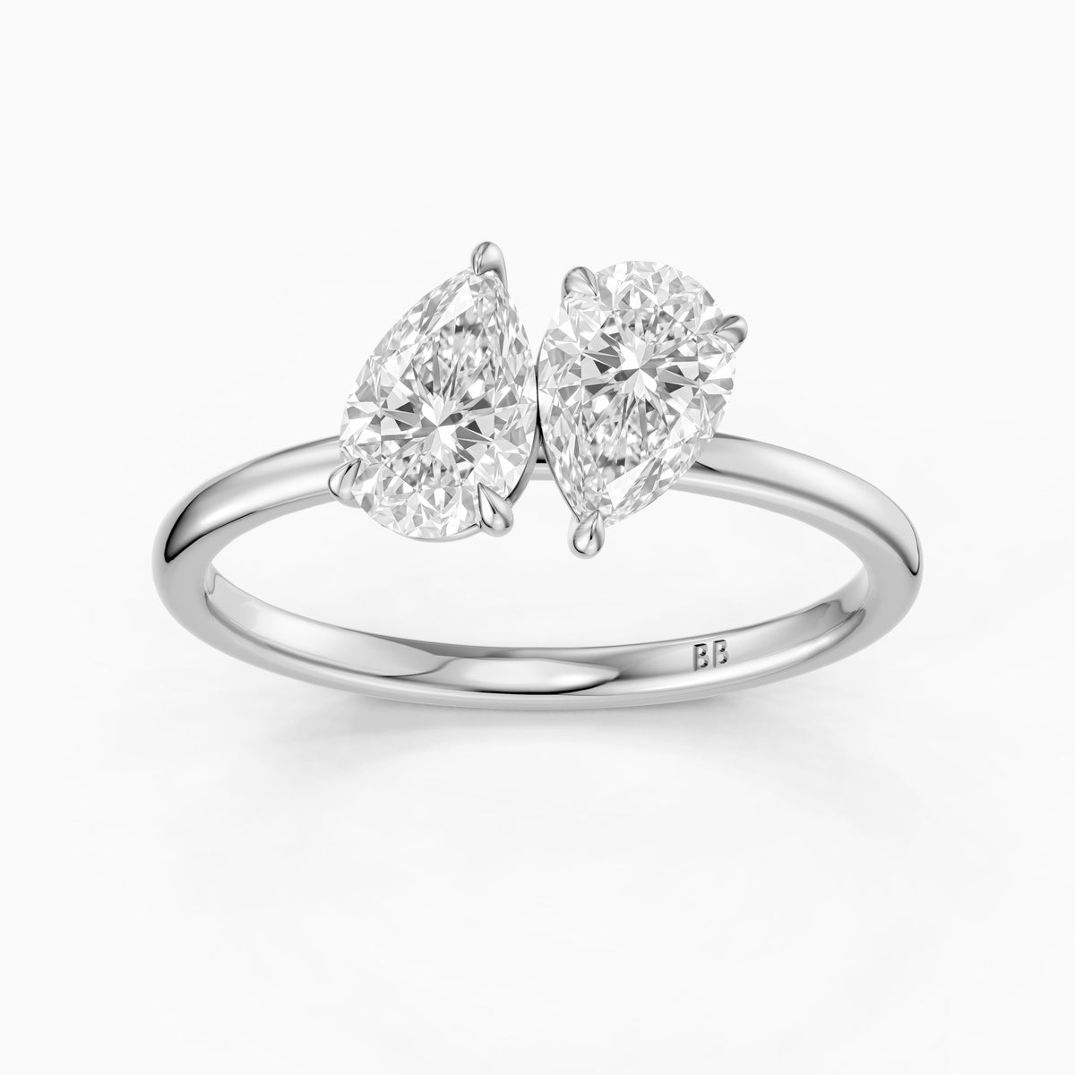 Berlyn Toi Et Moi Engagement Ring With Both Pear Moissanite Diamonds
