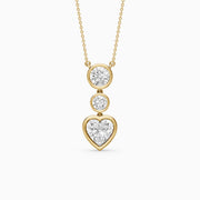 Ivory Heart Shape and Round Lab Grown Diamond Bezel Drop Pendant