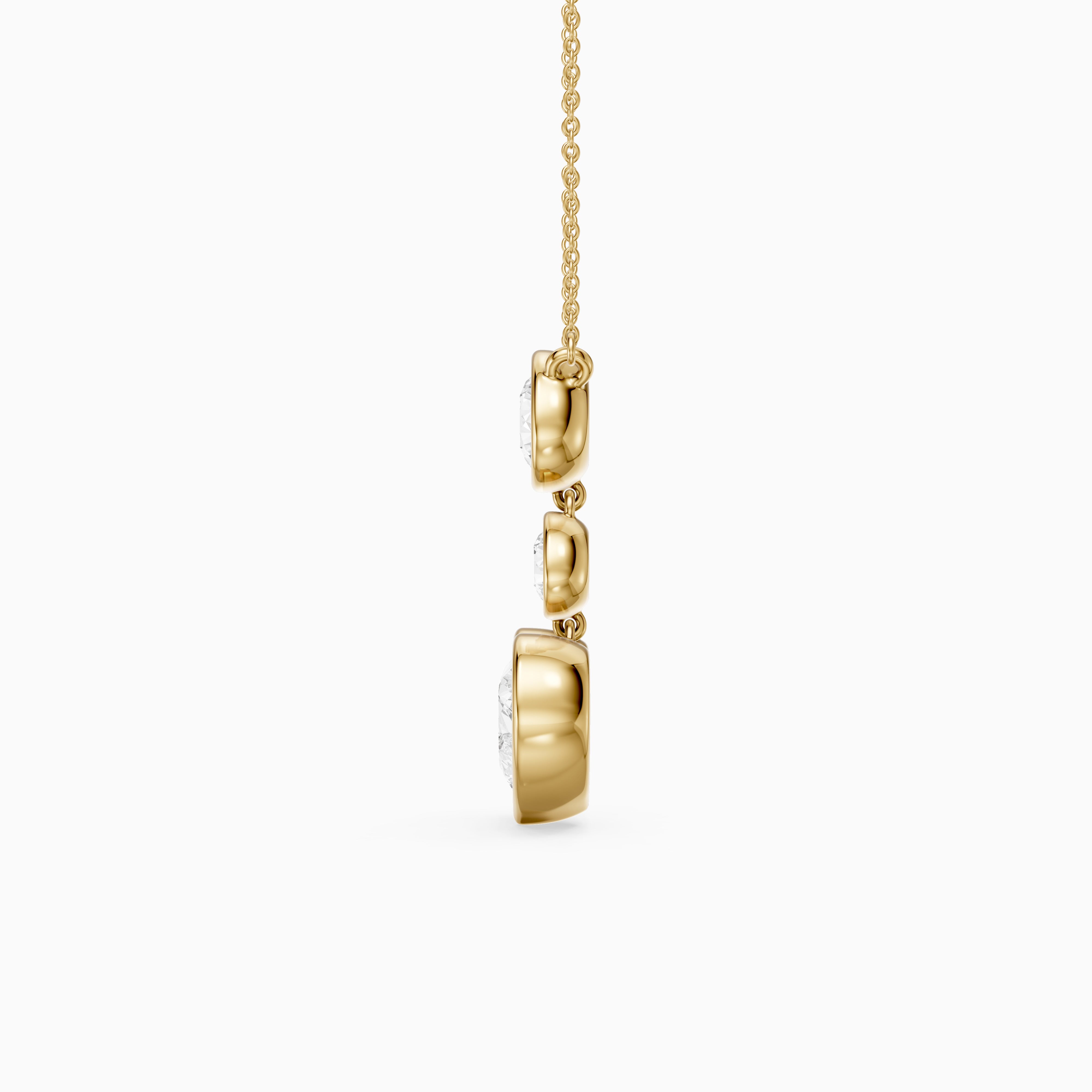 Ivory Heart Shape and Round Lab Grown Diamond Bezel Drop Pendant