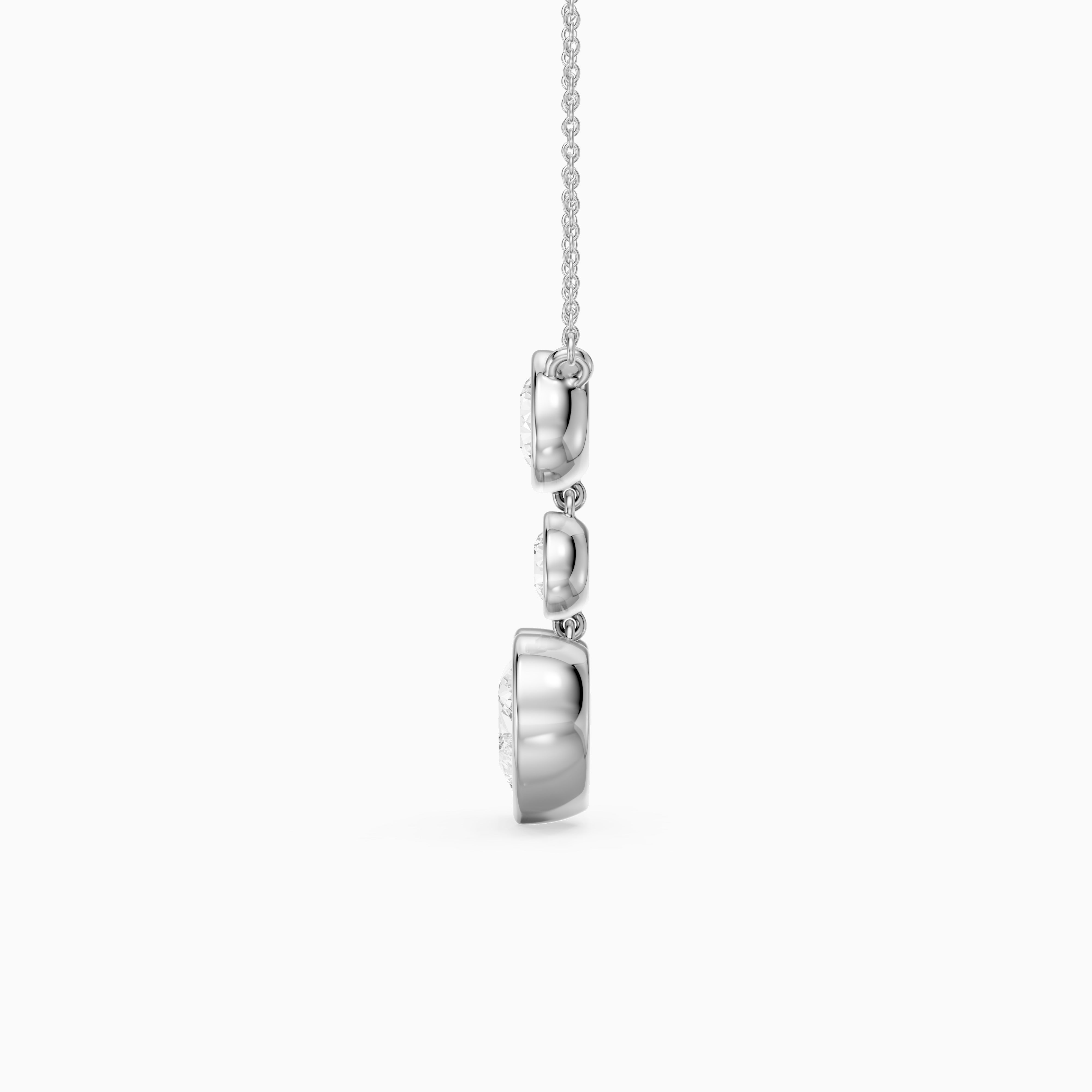Ivory Heart Shape and Round Lab Grown Diamond Bezel Drop Pendant
