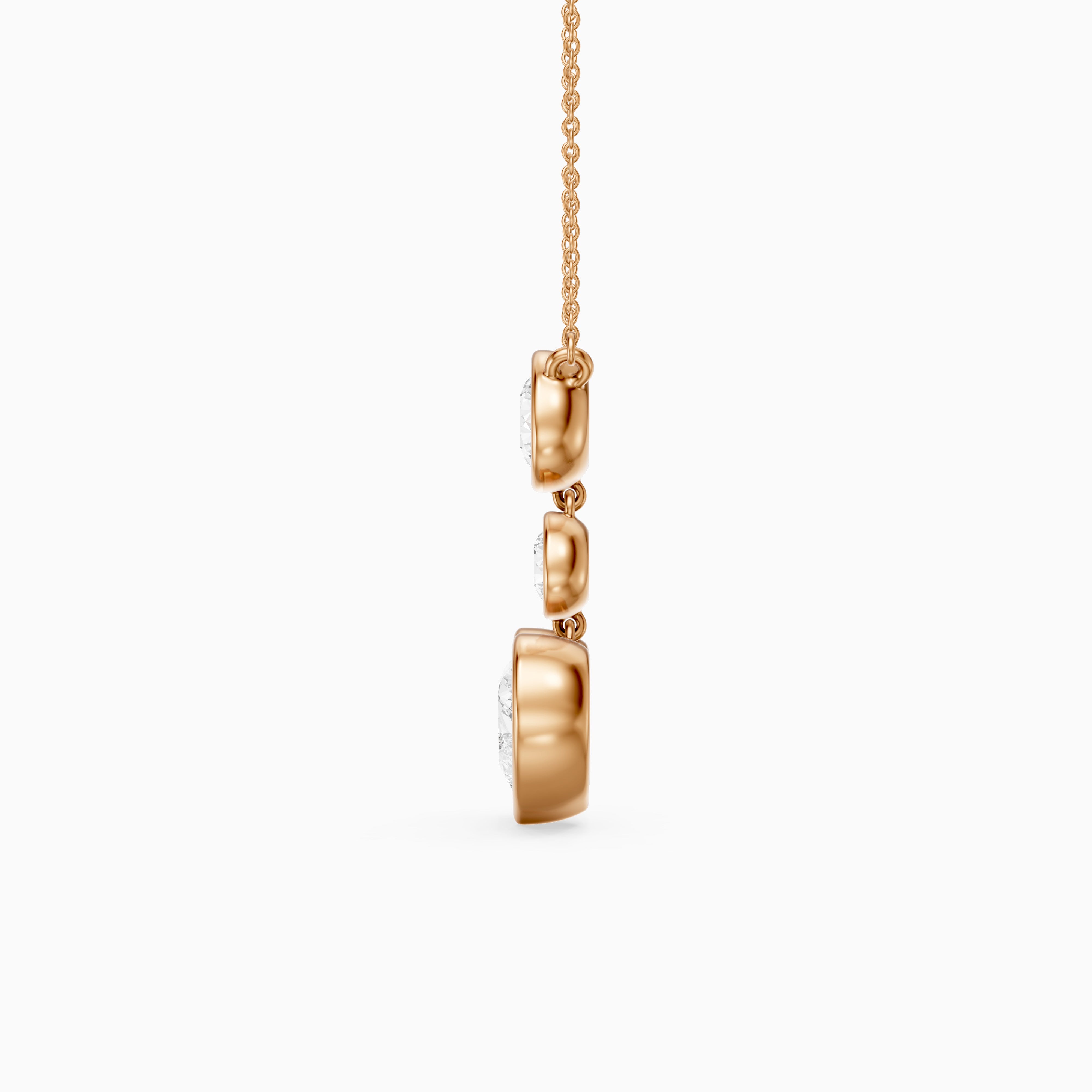 Ivory Heart Shape and Round Lab Grown Diamond Bezel Drop Pendant