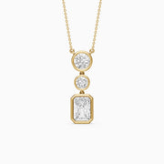 Laura Radiant Cut and Round Lab Grown Diamond Bezel Drop Pendant