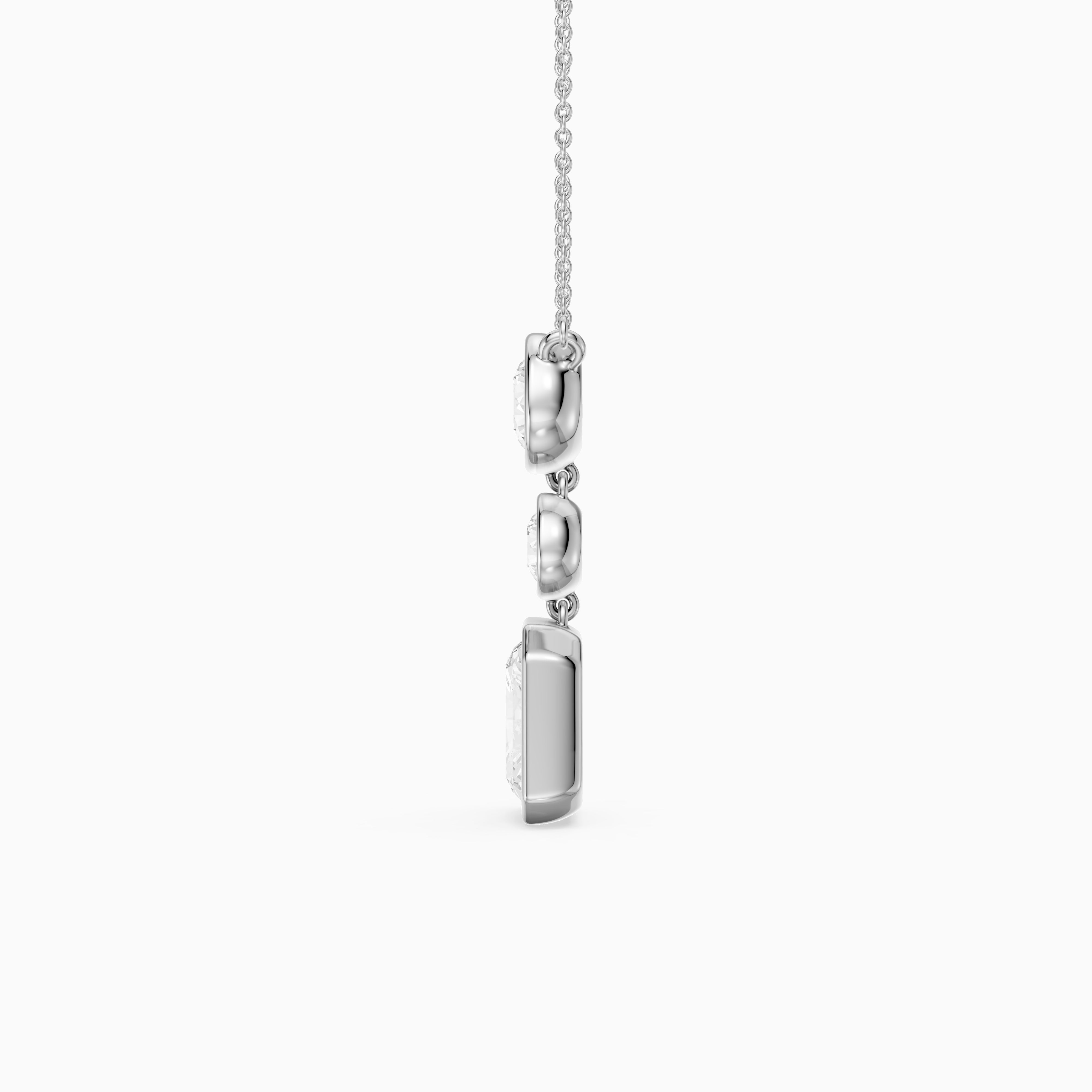 Laura Radiant Cut and Round Lab Grown Diamond Bezel Drop Pendant