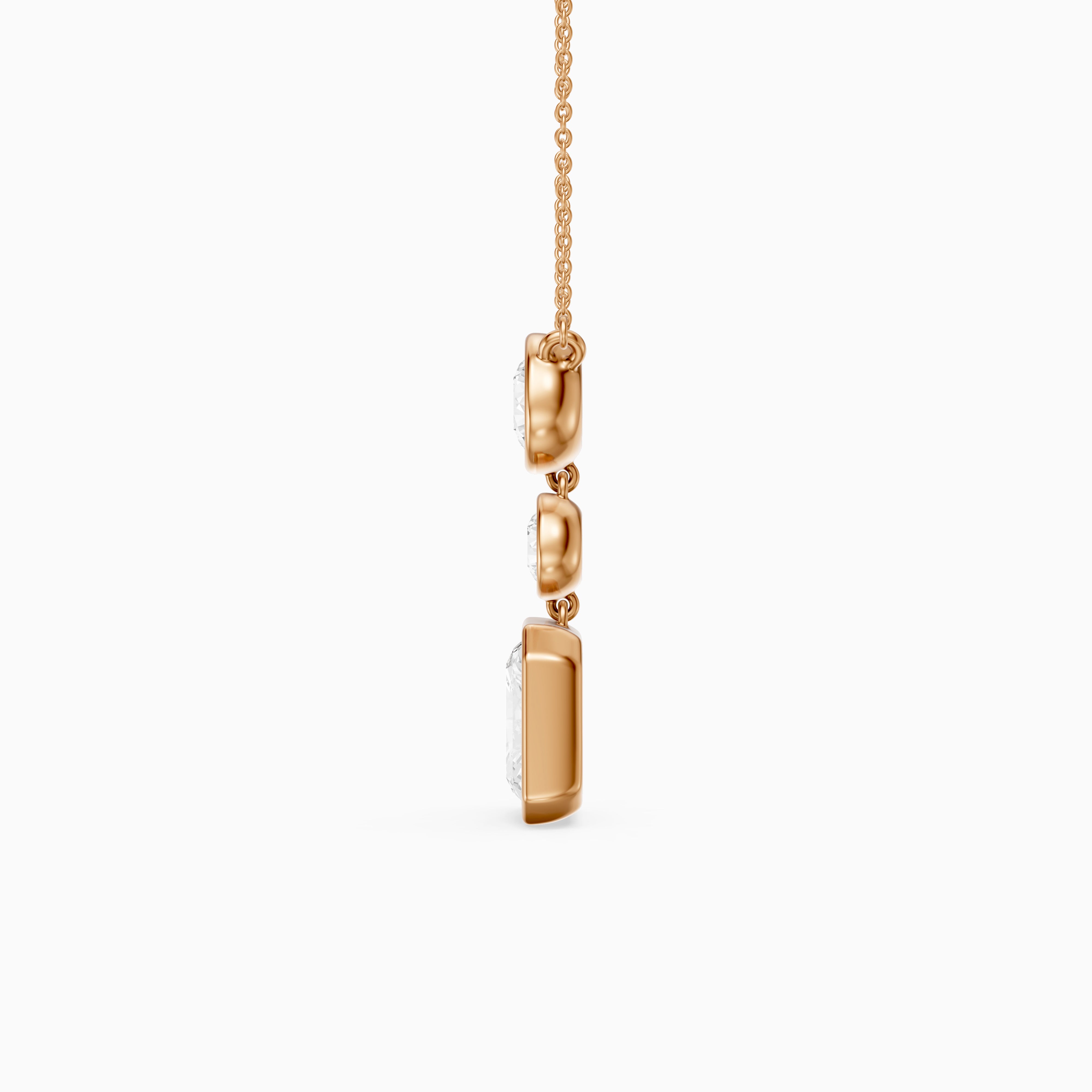 Laura Radiant Cut and Round Lab Grown Diamond Bezel Drop Pendant
